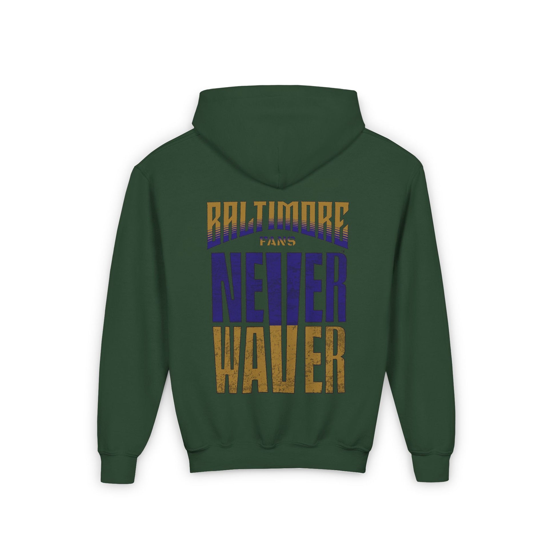 Baltimore Fans Never Waver Youth Heavy Blend Hooded Sweatshirt - Never Waver