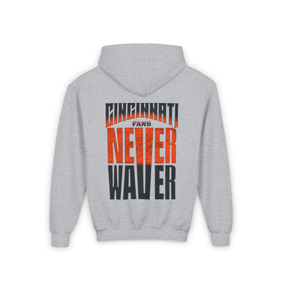 Cincinnati Fans Never Waver Youth Heavy Blend Hooded Sweatshirt - Never Waver