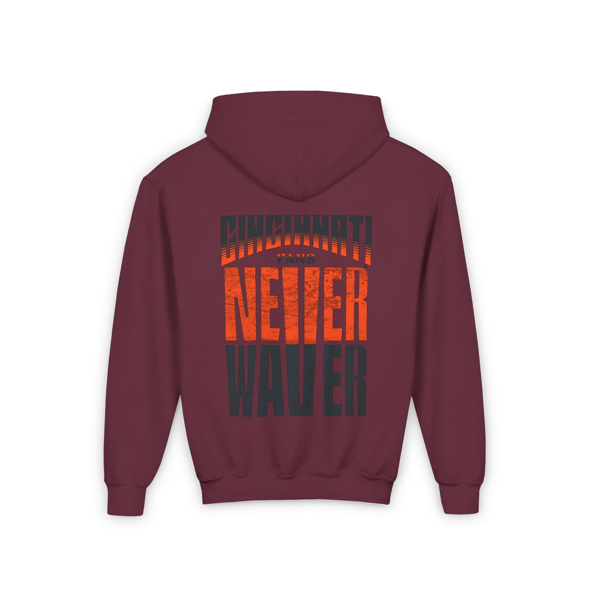 Cincinnati Fans Never Waver Youth Heavy Blend Hooded Sweatshirt - Never Waver