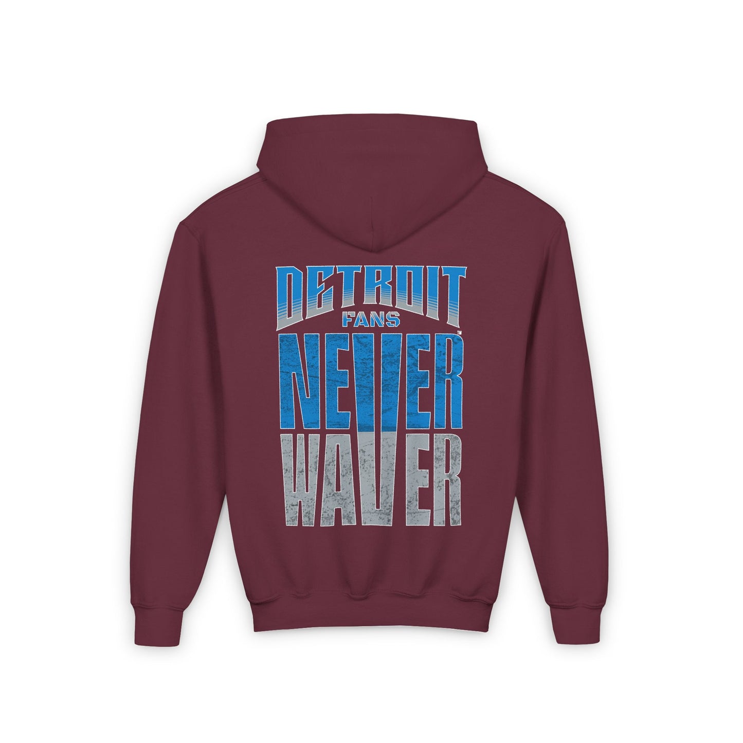 Detroit Fans Never Waver Youth Heavy Blend Hooded Sweatshirt - Never Waver