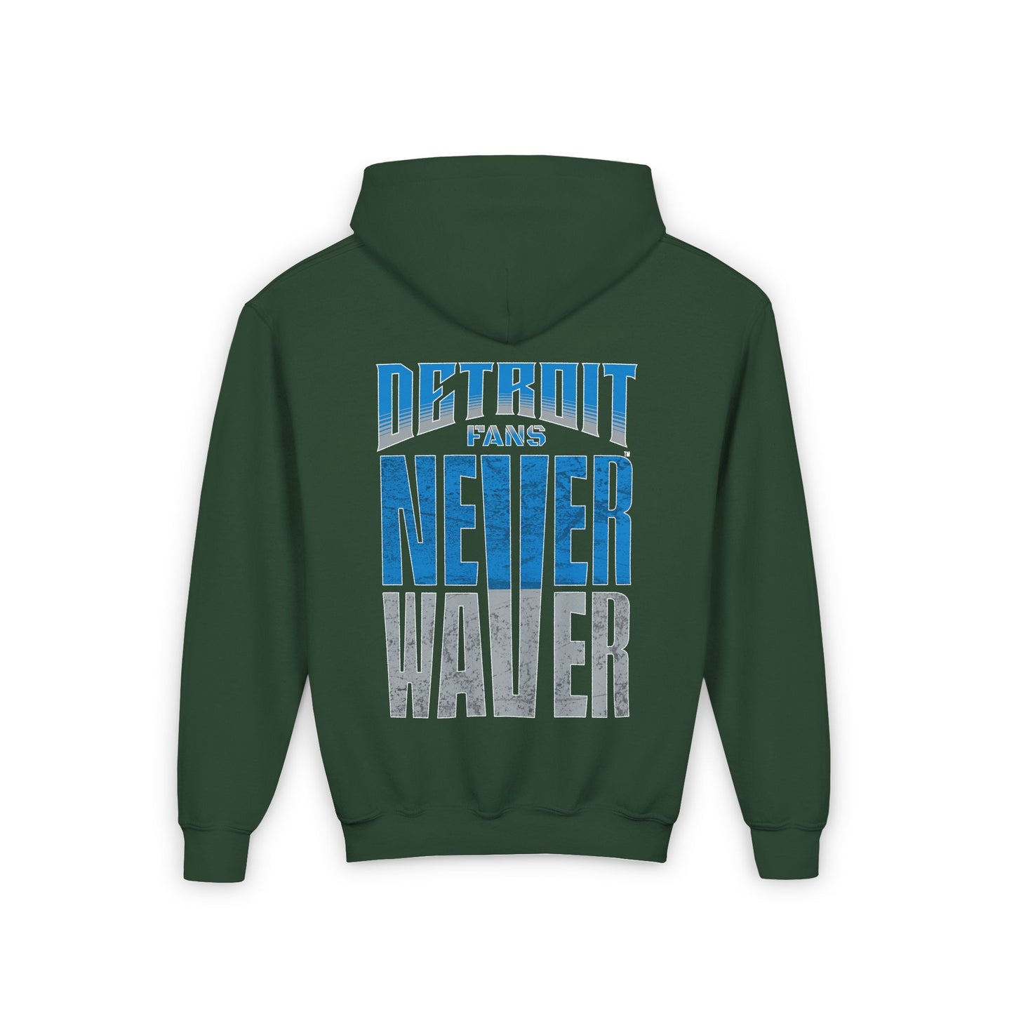 Detroit Fans Never Waver Youth Heavy Blend Hooded Sweatshirt - Never Waver