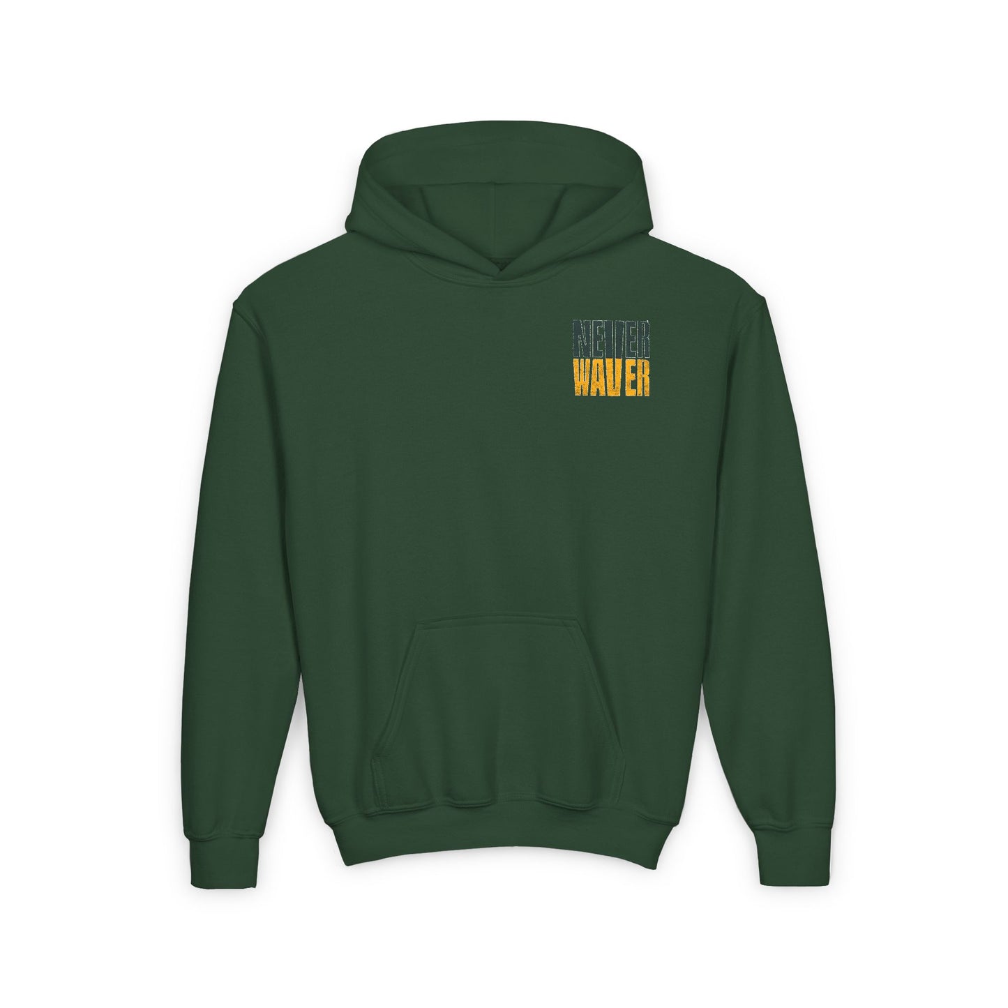 Green Bay Fans Never Waver Youth Heavy Blend Hooded Sweatshirt - Never Waver