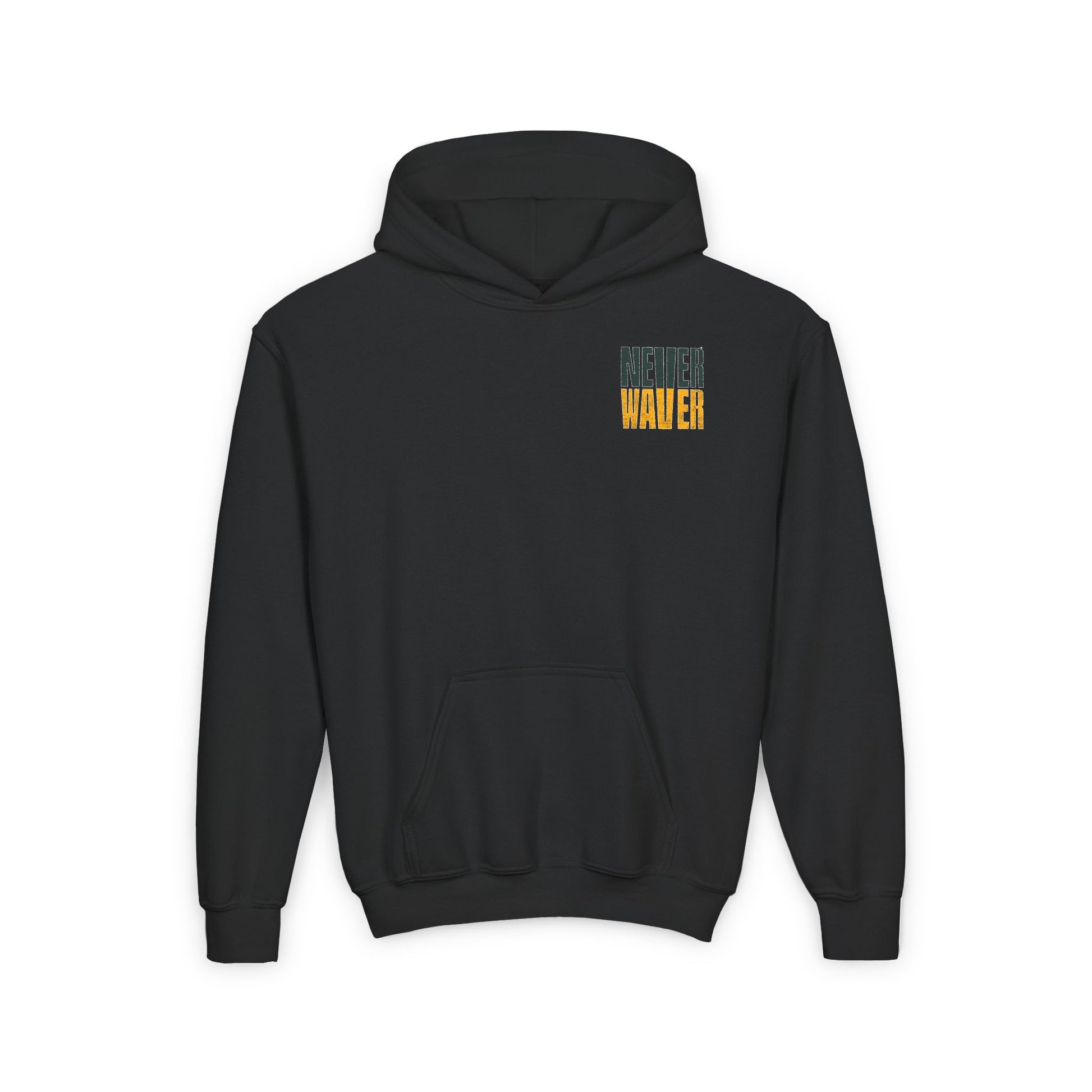 Green Bay Fans Never Waver Youth Heavy Blend Hooded Sweatshirt - Never Waver