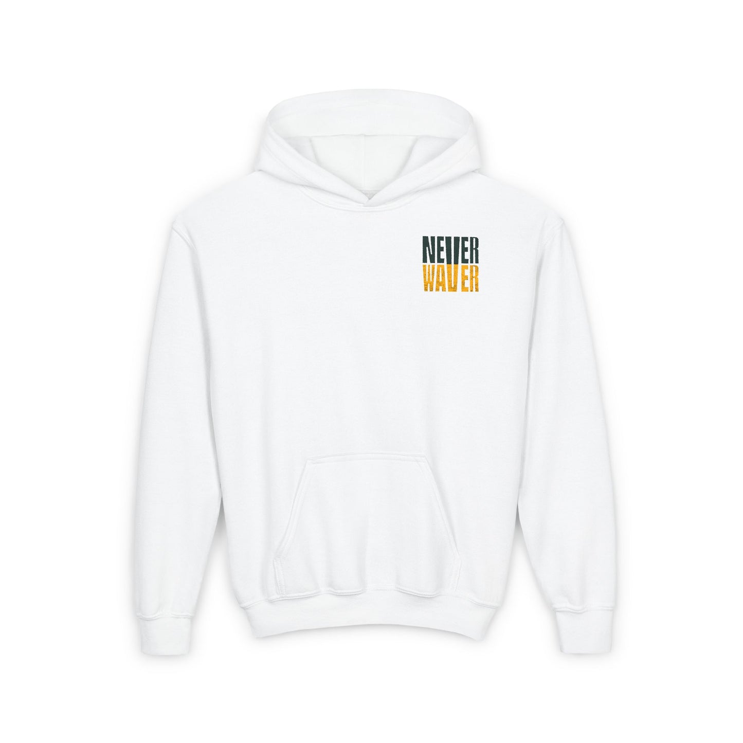 Green Bay Fans Never Waver Youth Heavy Blend Hooded Sweatshirt - Never Waver