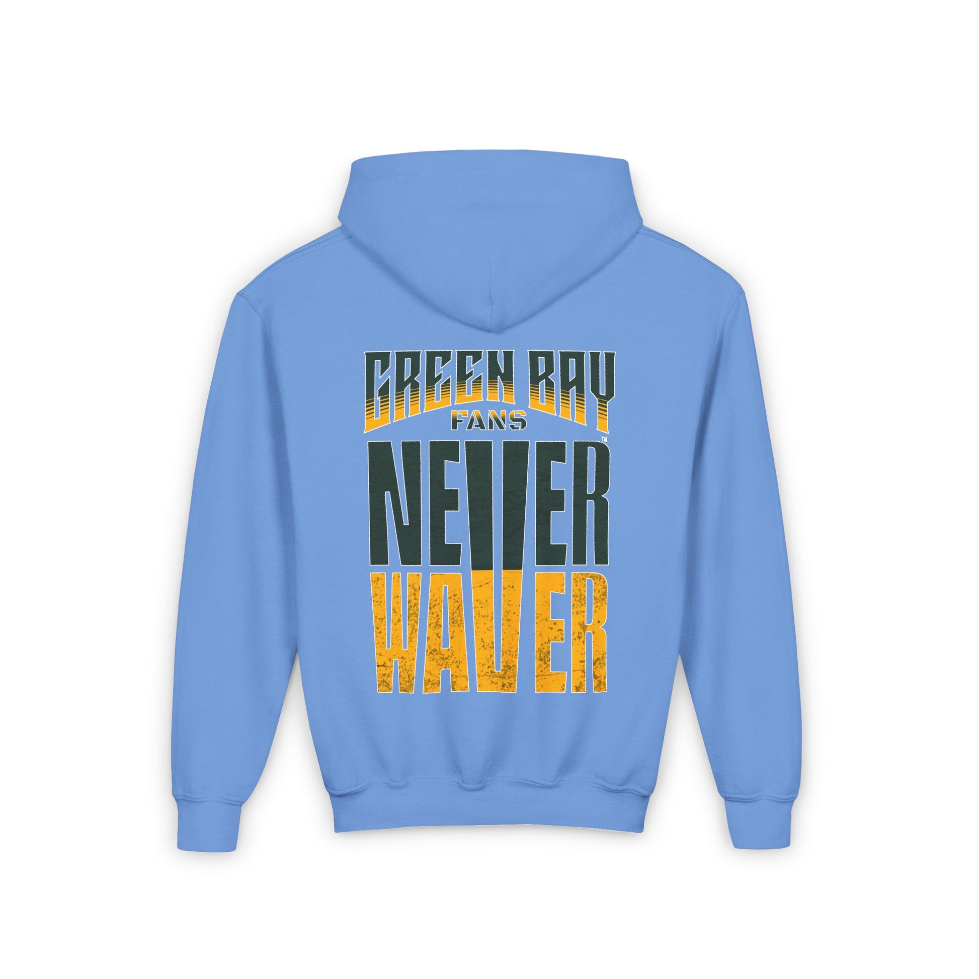 Green Bay Fans Never Waver Youth Heavy Blend Hooded Sweatshirt - Never Waver