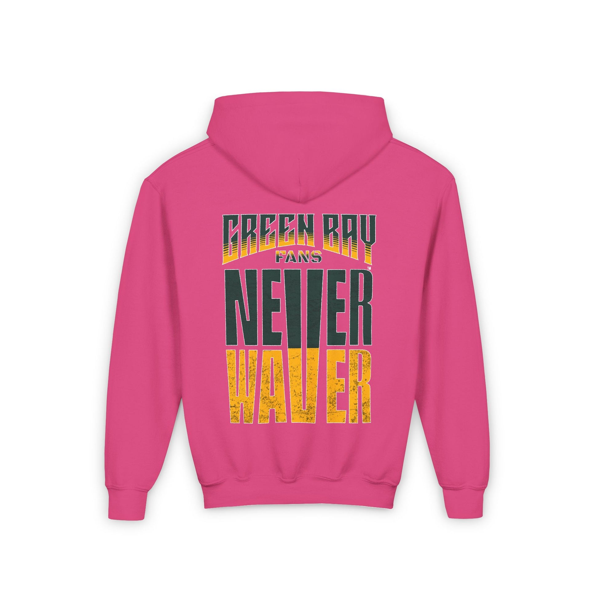 Green Bay Fans Never Waver Youth Heavy Blend Hooded Sweatshirt - Never Waver