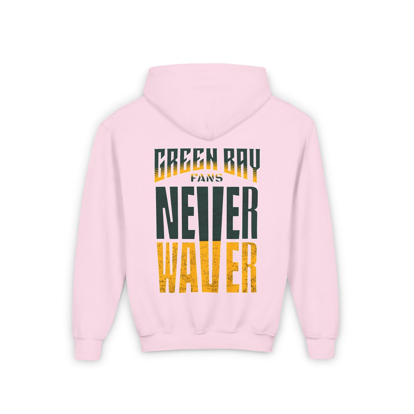Green Bay Fans Never Waver Youth Heavy Blend Hooded Sweatshirt - Never Waver