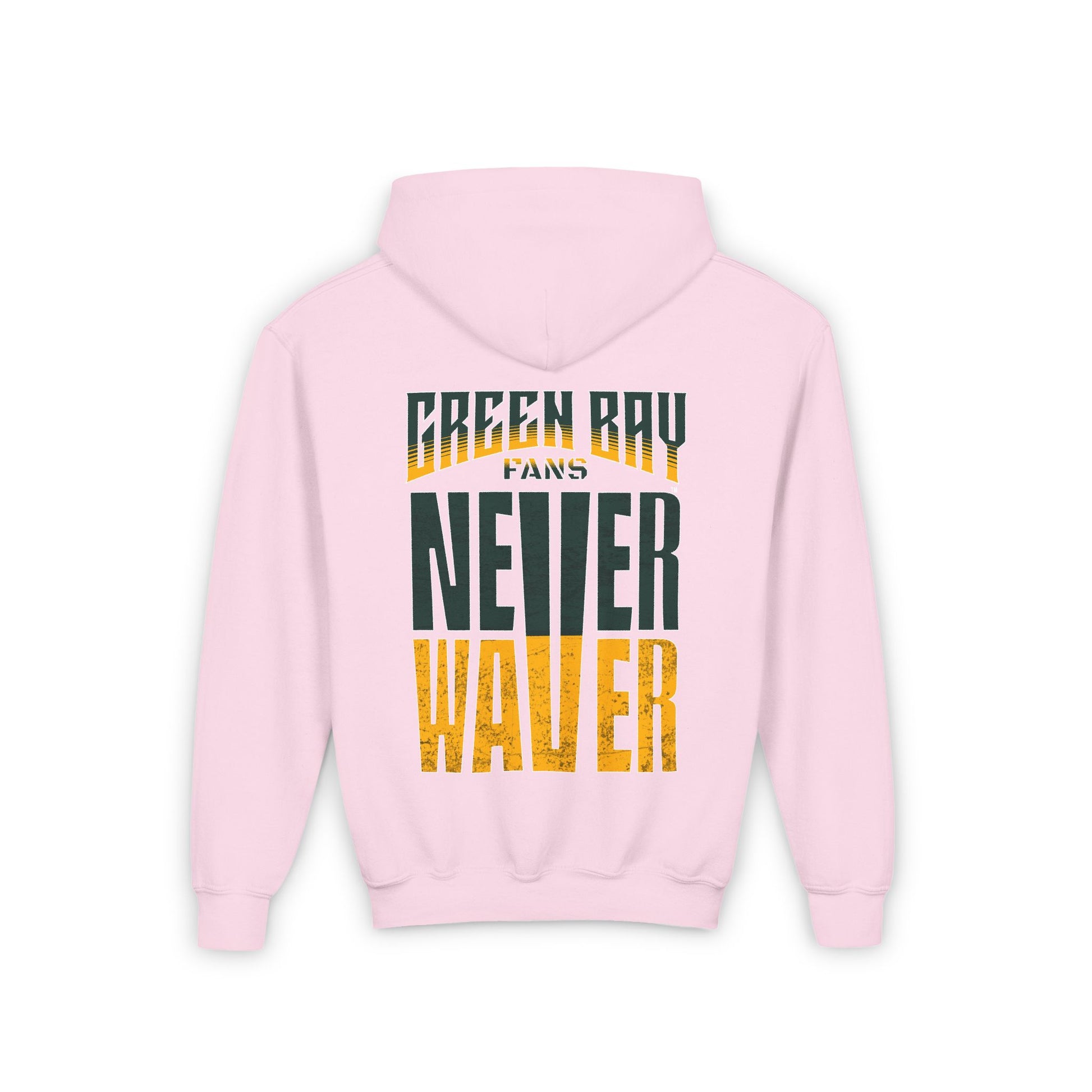 Green Bay Fans Never Waver Youth Heavy Blend Hooded Sweatshirt - Never Waver