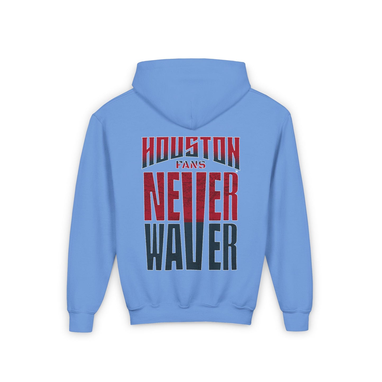 Houston Fans Never Waver Youth Heavy Blend Hooded Sweatshirt - Never Waver