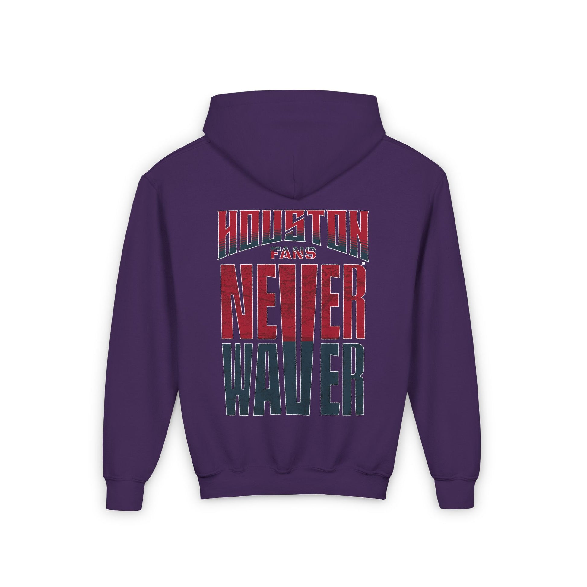 Houston Fans Never Waver Youth Heavy Blend Hooded Sweatshirt - Never Waver