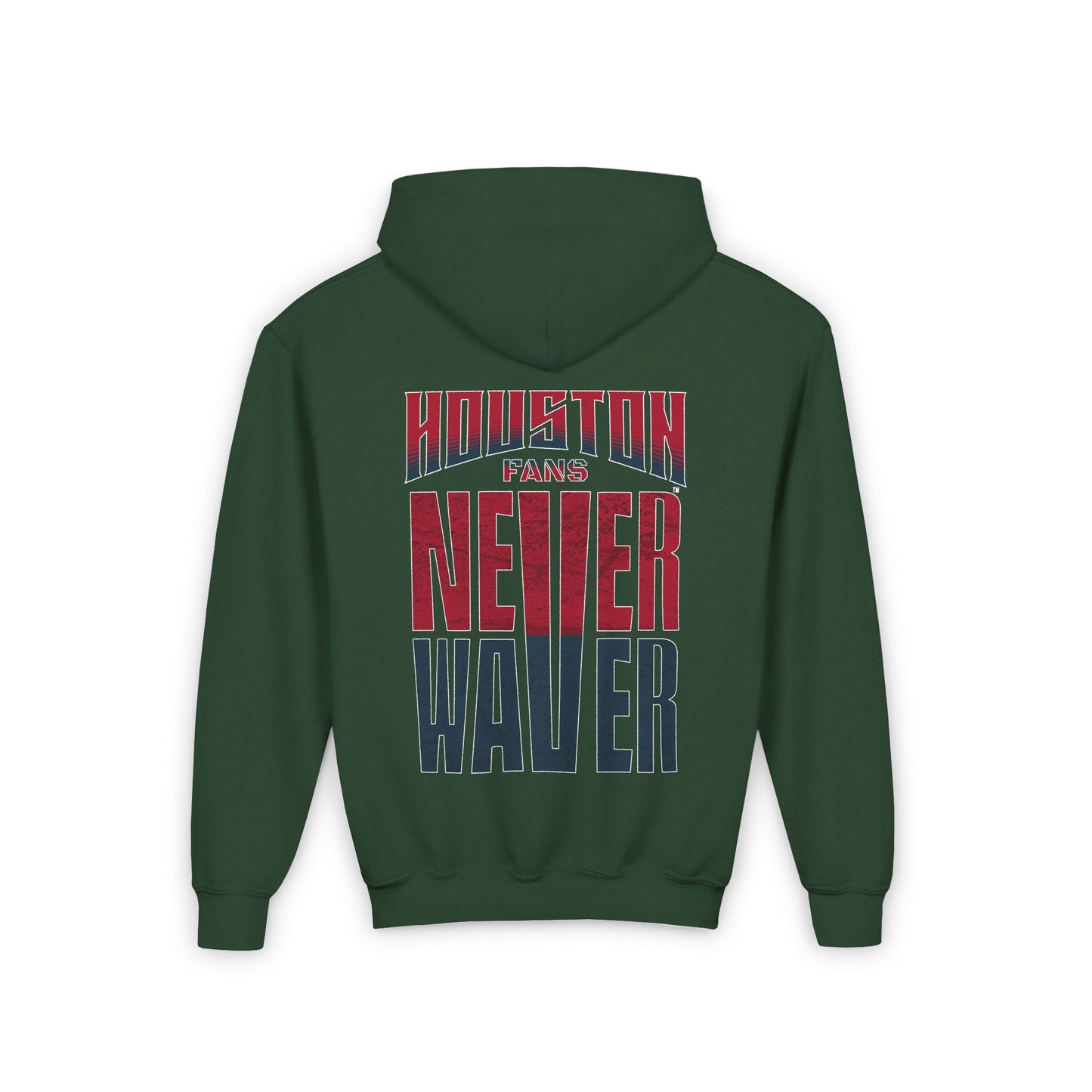 Houston Fans Never Waver Youth Heavy Blend Hooded Sweatshirt - Never Waver