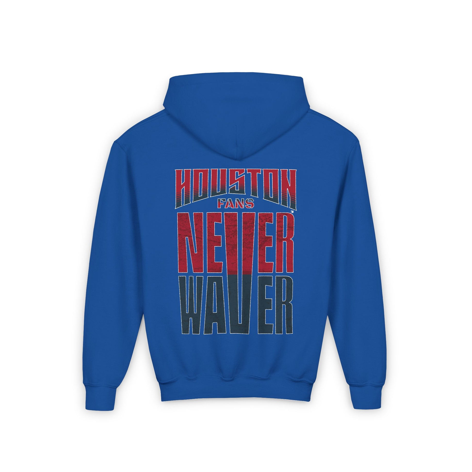 Houston Fans Never Waver Youth Heavy Blend Hooded Sweatshirt - Never Waver