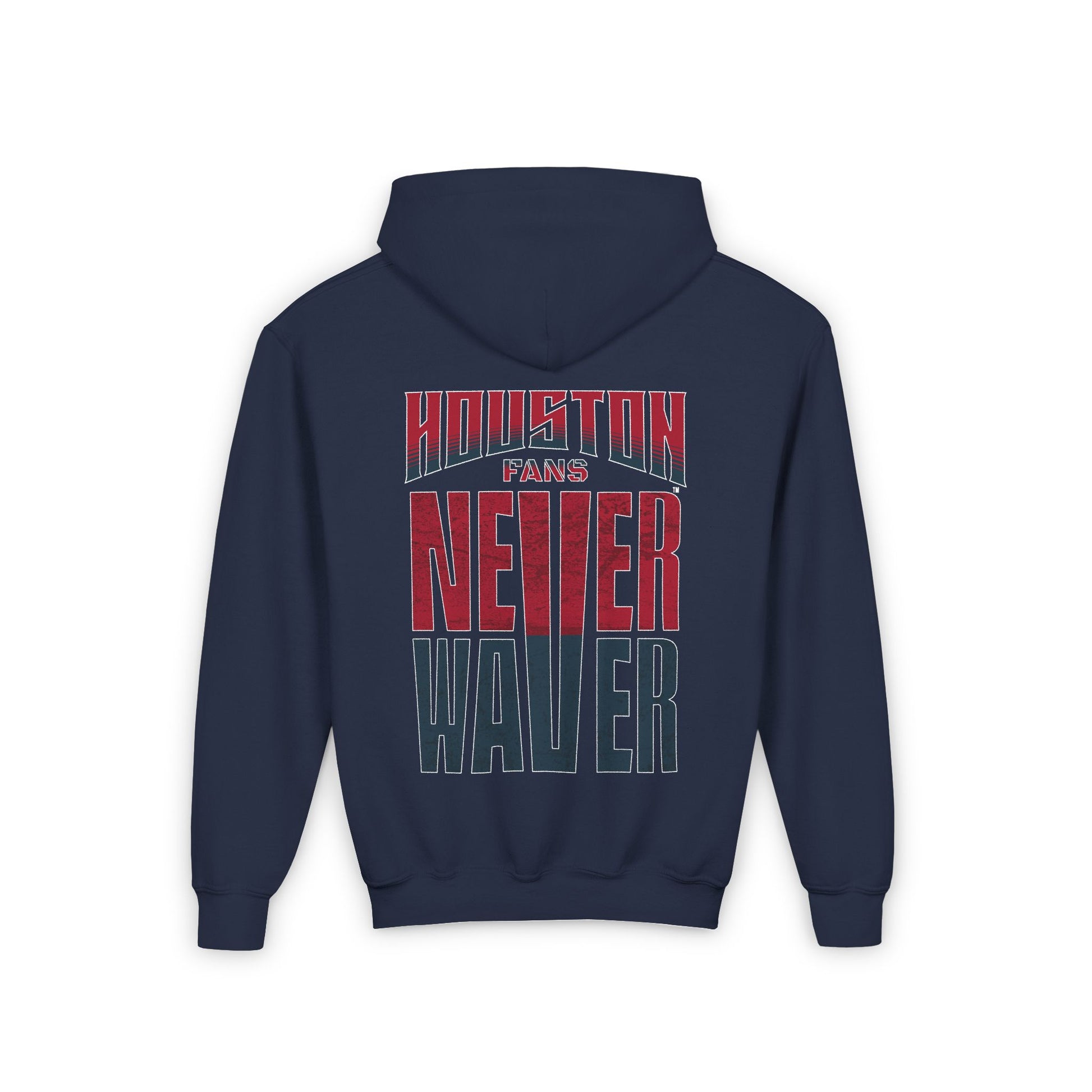 Houston Fans Never Waver Youth Heavy Blend Hooded Sweatshirt - Never Waver