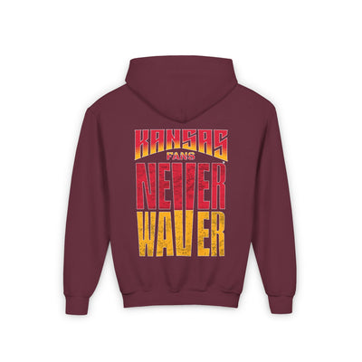 Kansas Fans Never Waver Youth Heavy Blend Hooded Sweatshirt - Never Waver