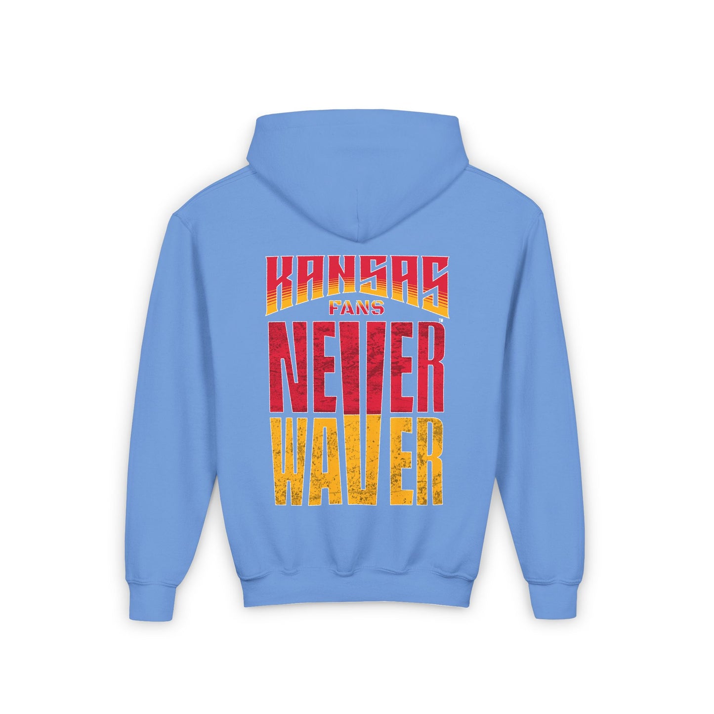 Kansas Fans Never Waver Youth Heavy Blend Hooded Sweatshirt - Never Waver