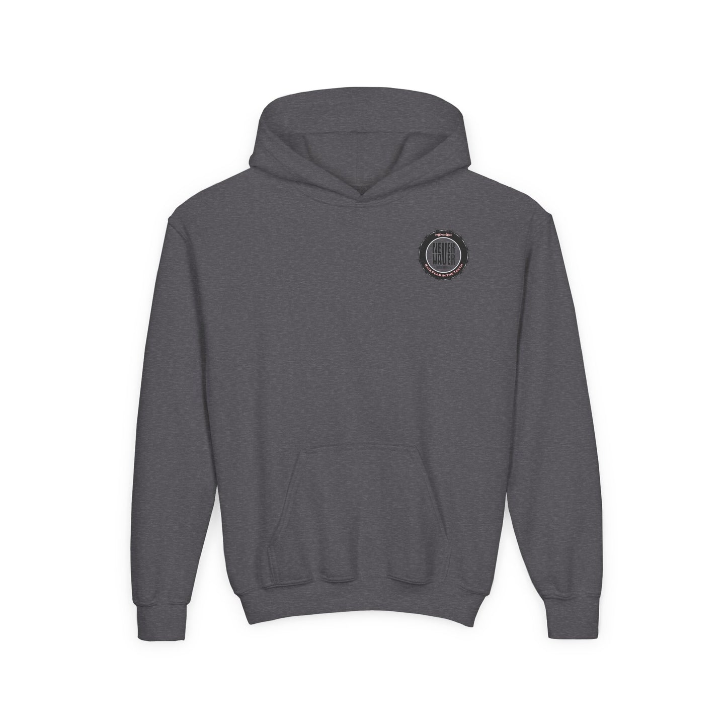 NEVER WAVER KICK FEAR IN THE TEETH Youth Heavy Blend Hooded Sweatshirt - Never Waver