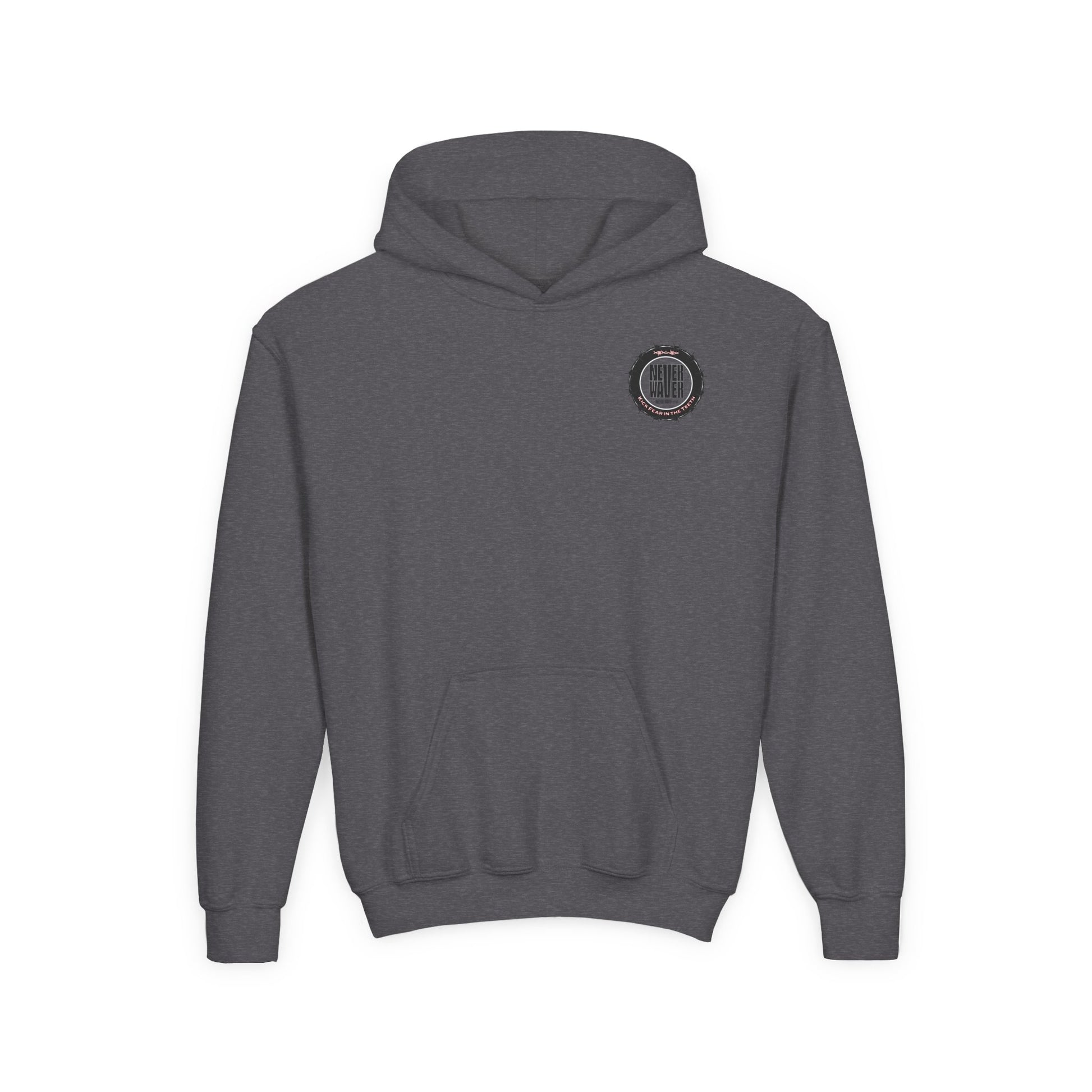 NEVER WAVER KICK FEAR IN THE TEETH Youth Heavy Blend Hooded Sweatshirt - Never Waver