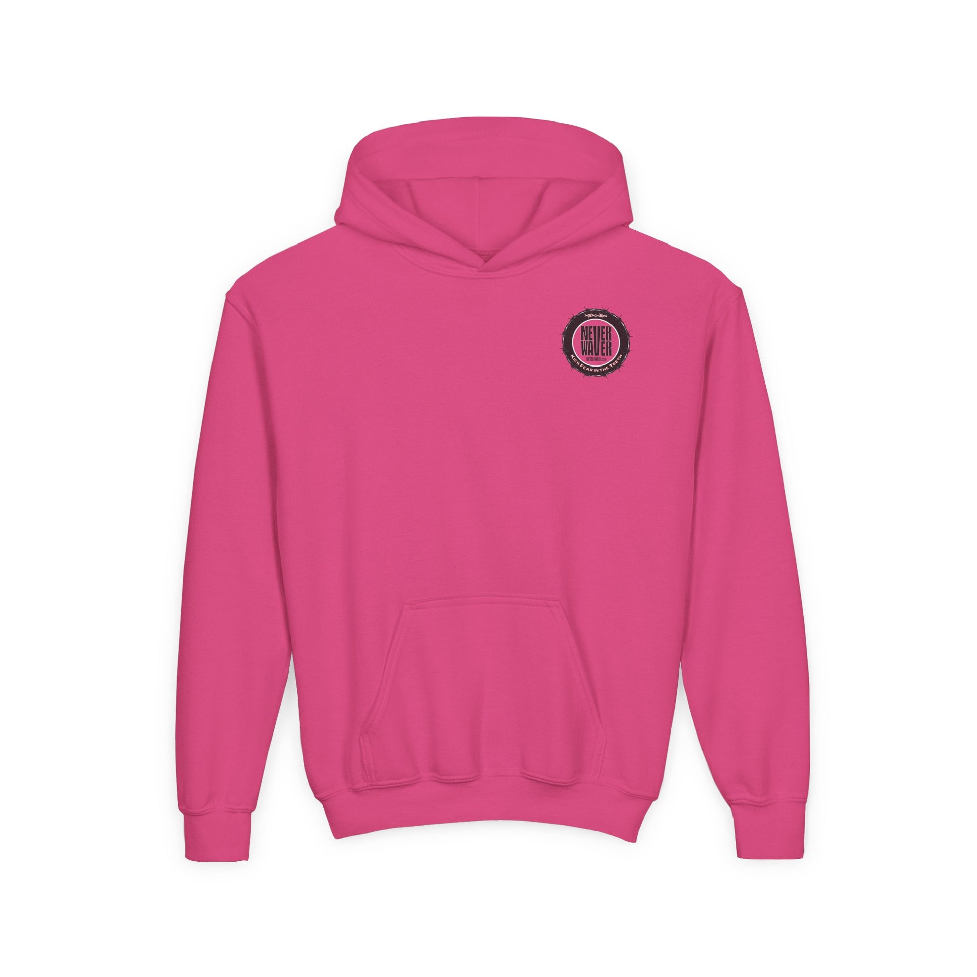 NEVER WAVER KICK FEAR IN THE TEETH Youth Heavy Blend Hooded Sweatshirt - Never Waver