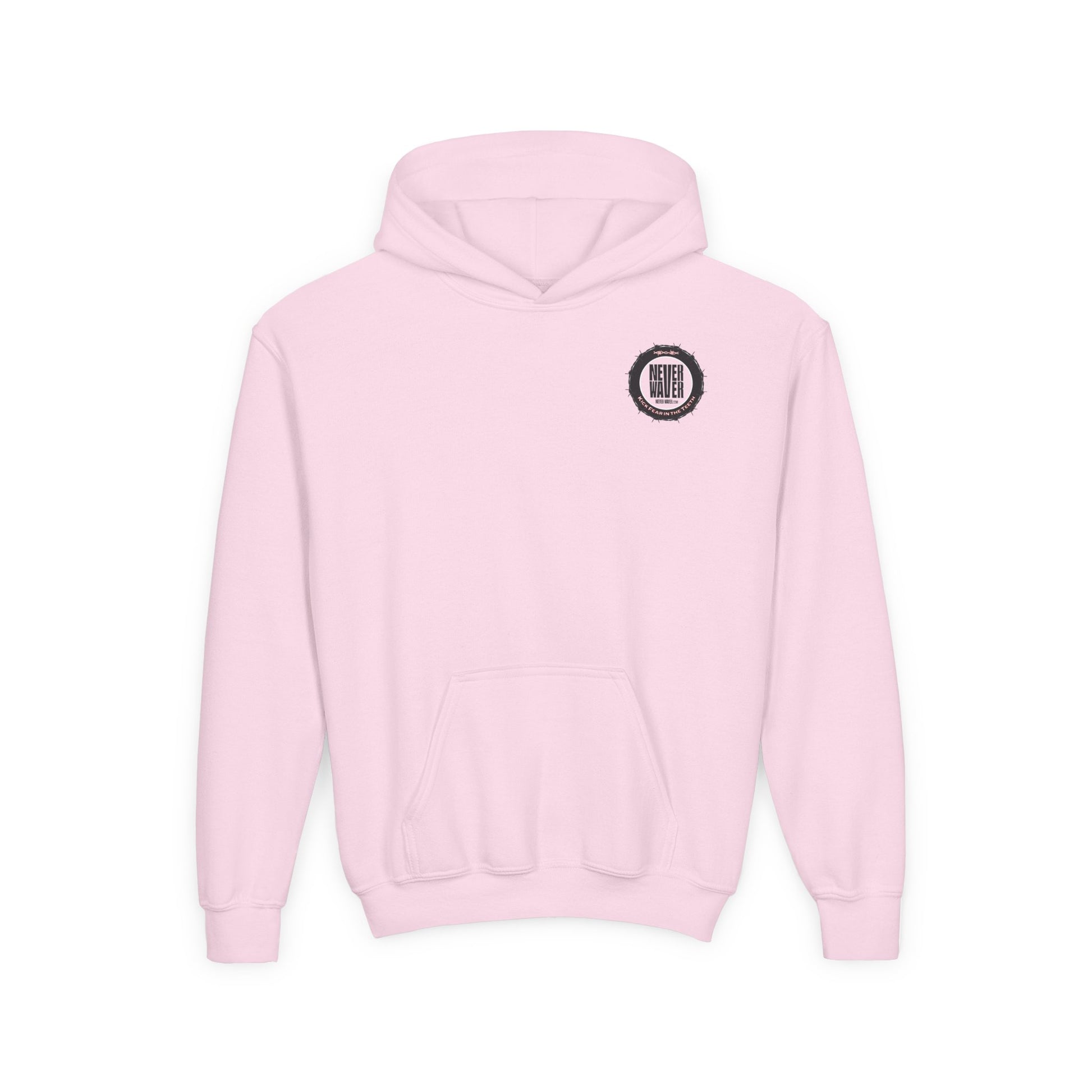 NEVER WAVER KICK FEAR IN THE TEETH Youth Heavy Blend Hooded Sweatshirt - Never Waver