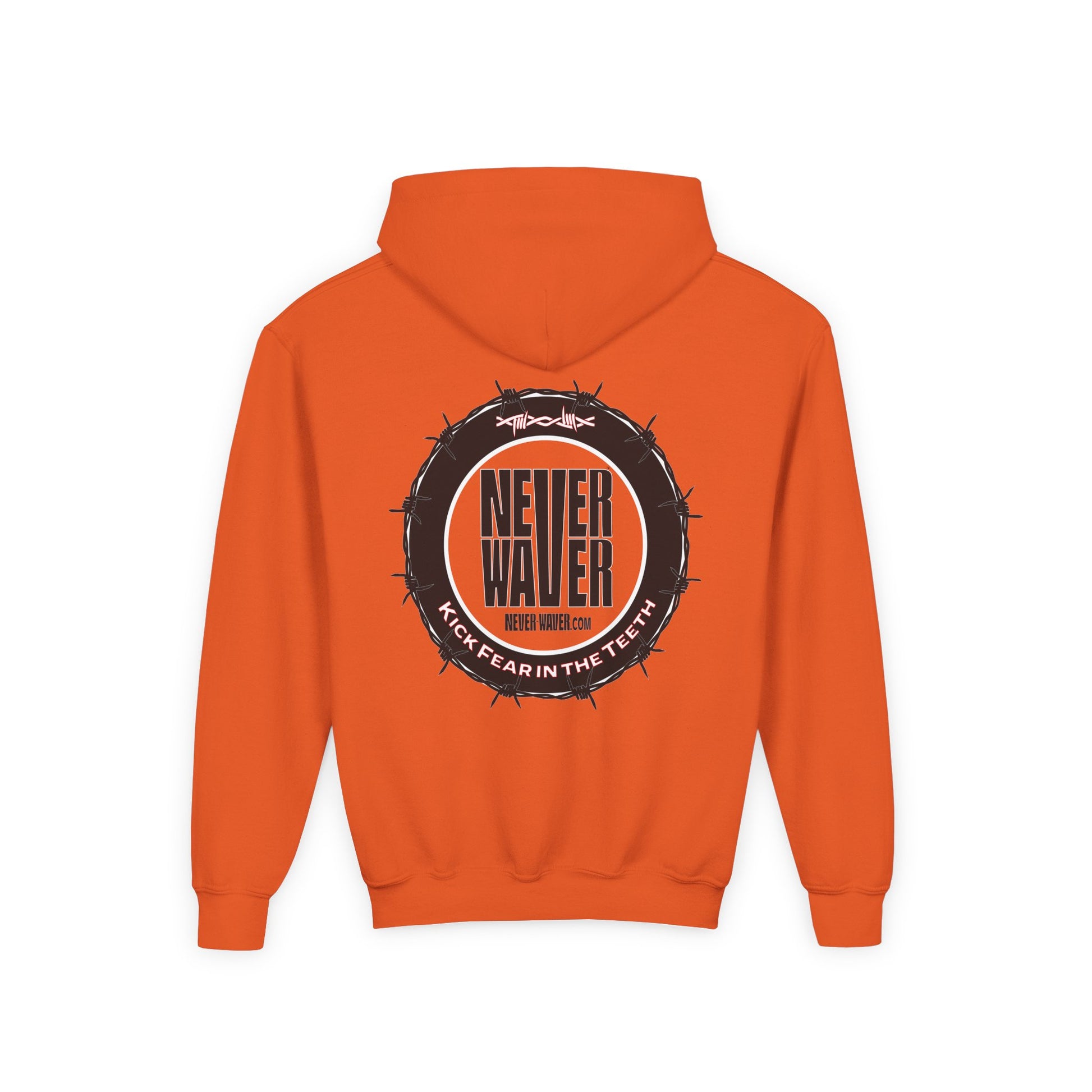 NEVER WAVER KICK FEAR IN THE TEETH Youth Heavy Blend Hooded Sweatshirt - Never Waver