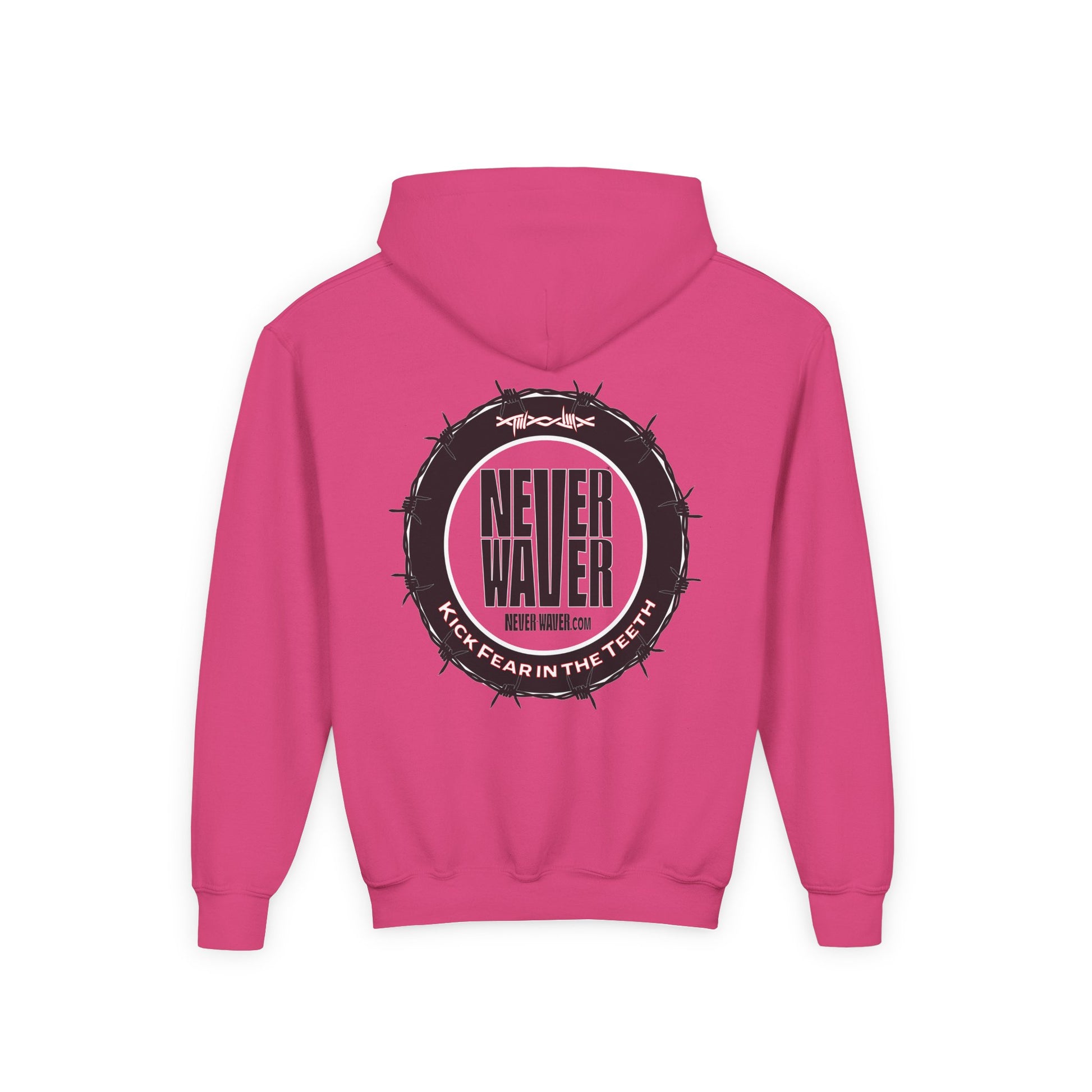 NEVER WAVER KICK FEAR IN THE TEETH Youth Heavy Blend Hooded Sweatshirt - Never Waver