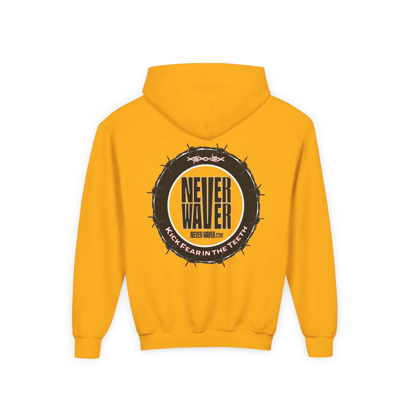 NEVER WAVER KICK FEAR IN THE TEETH Youth Heavy Blend Hooded Sweatshirt - Never Waver
