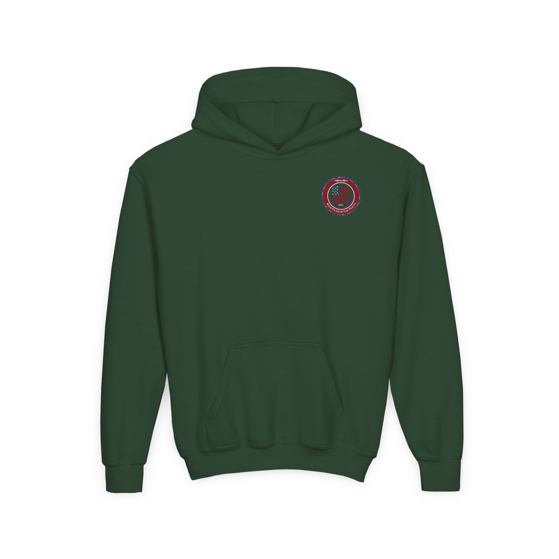 NEVER WAVER KICK FEAR IN THE TEETH Youth Heavy Blend Hooded Sweatshirt - Never Waver