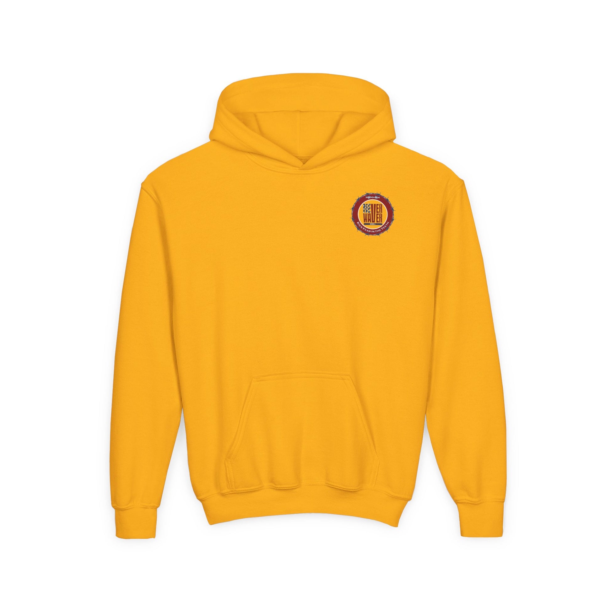 NEVER WAVER KICK FEAR IN THE TEETH Youth Heavy Blend Hooded Sweatshirt - Never Waver