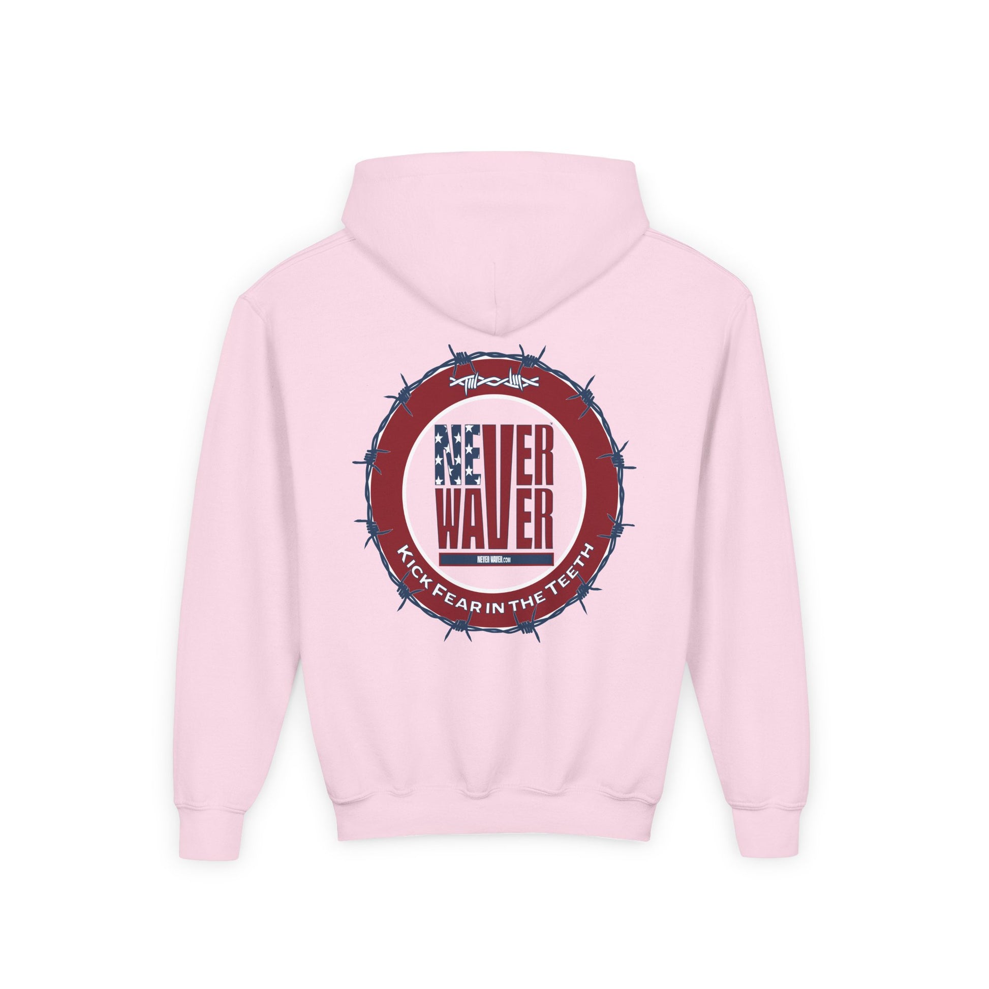 NEVER WAVER KICK FEAR IN THE TEETH Youth Heavy Blend Hooded Sweatshirt - Never Waver