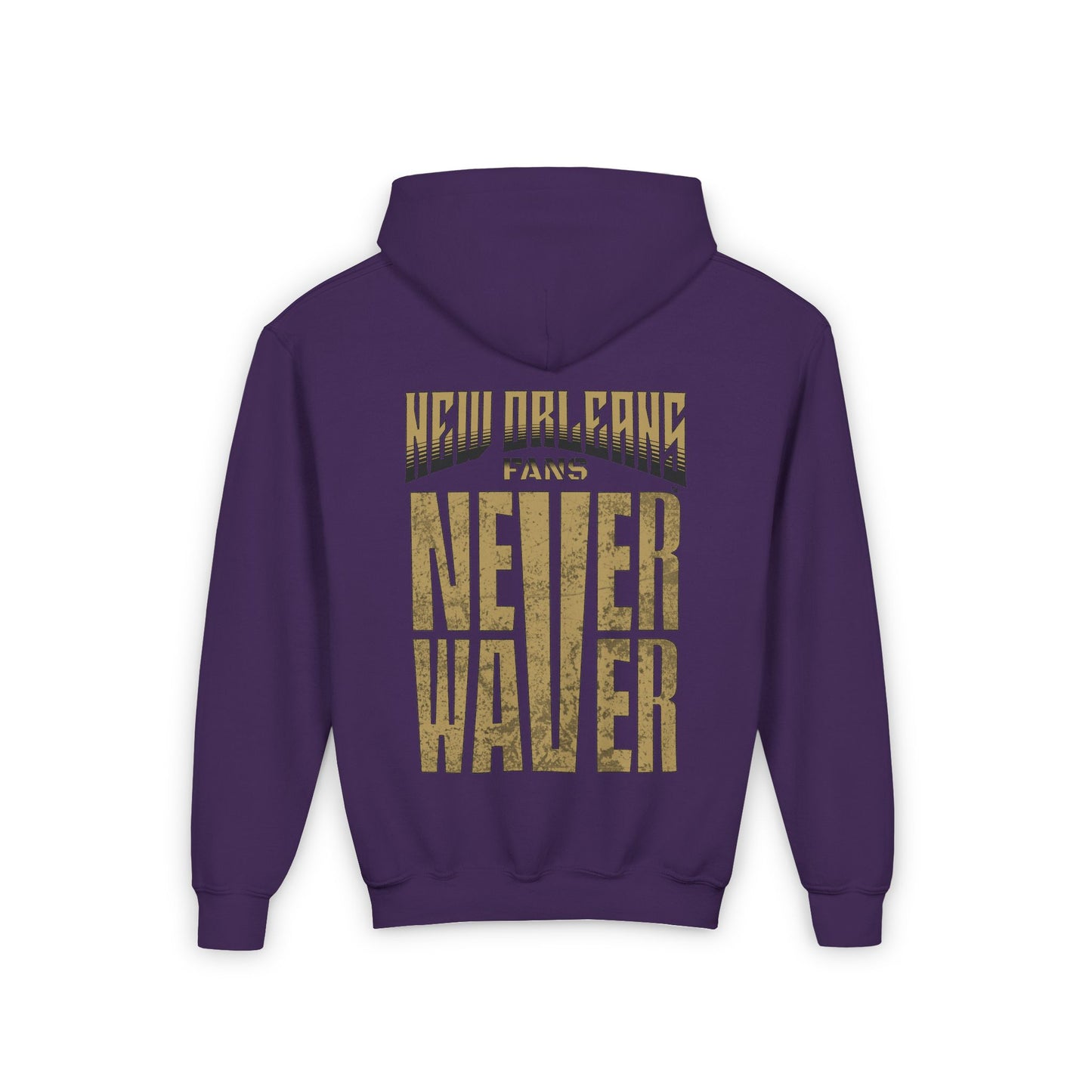 New Orleans Fans Never Waver Youth Heavy Blend Hooded Sweatshirt - Never Waver