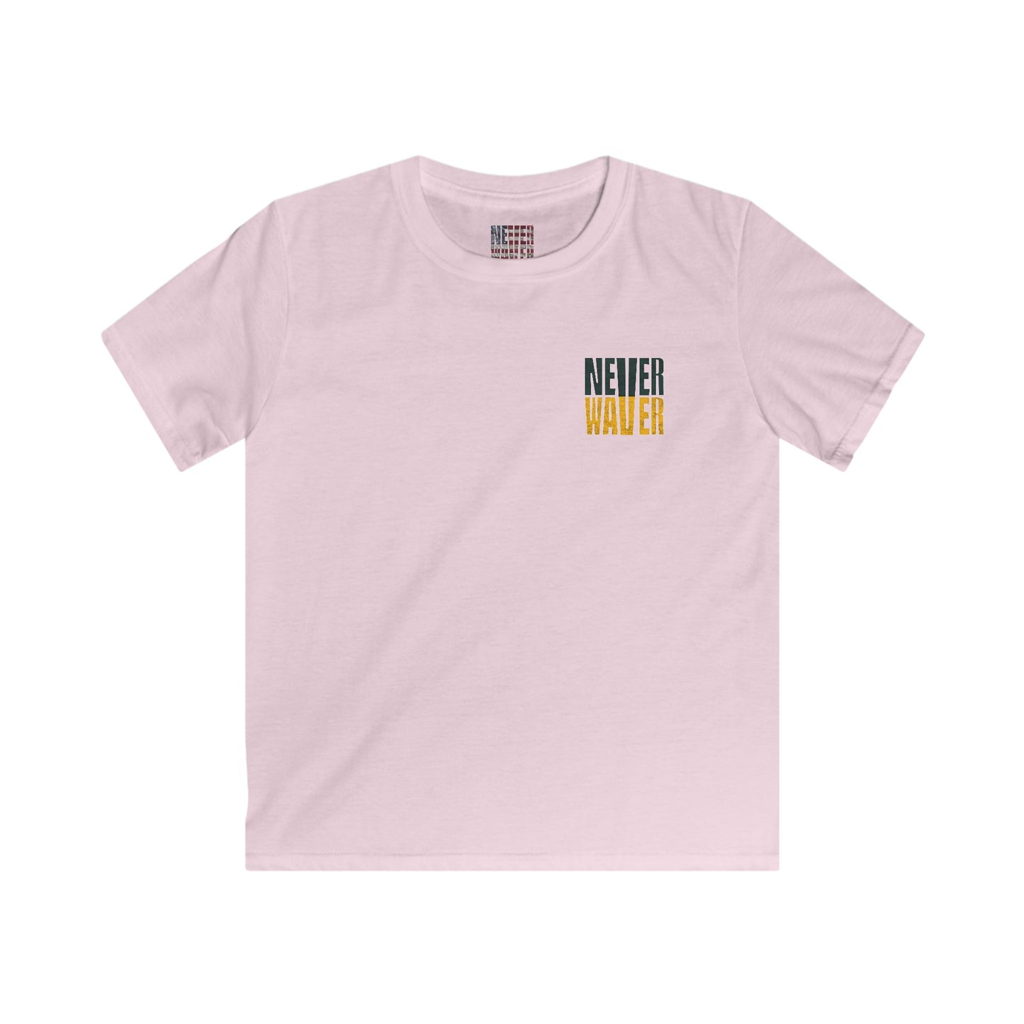 Green Bay Fans Never Waver Kids Softstyle Tee - Never Waver