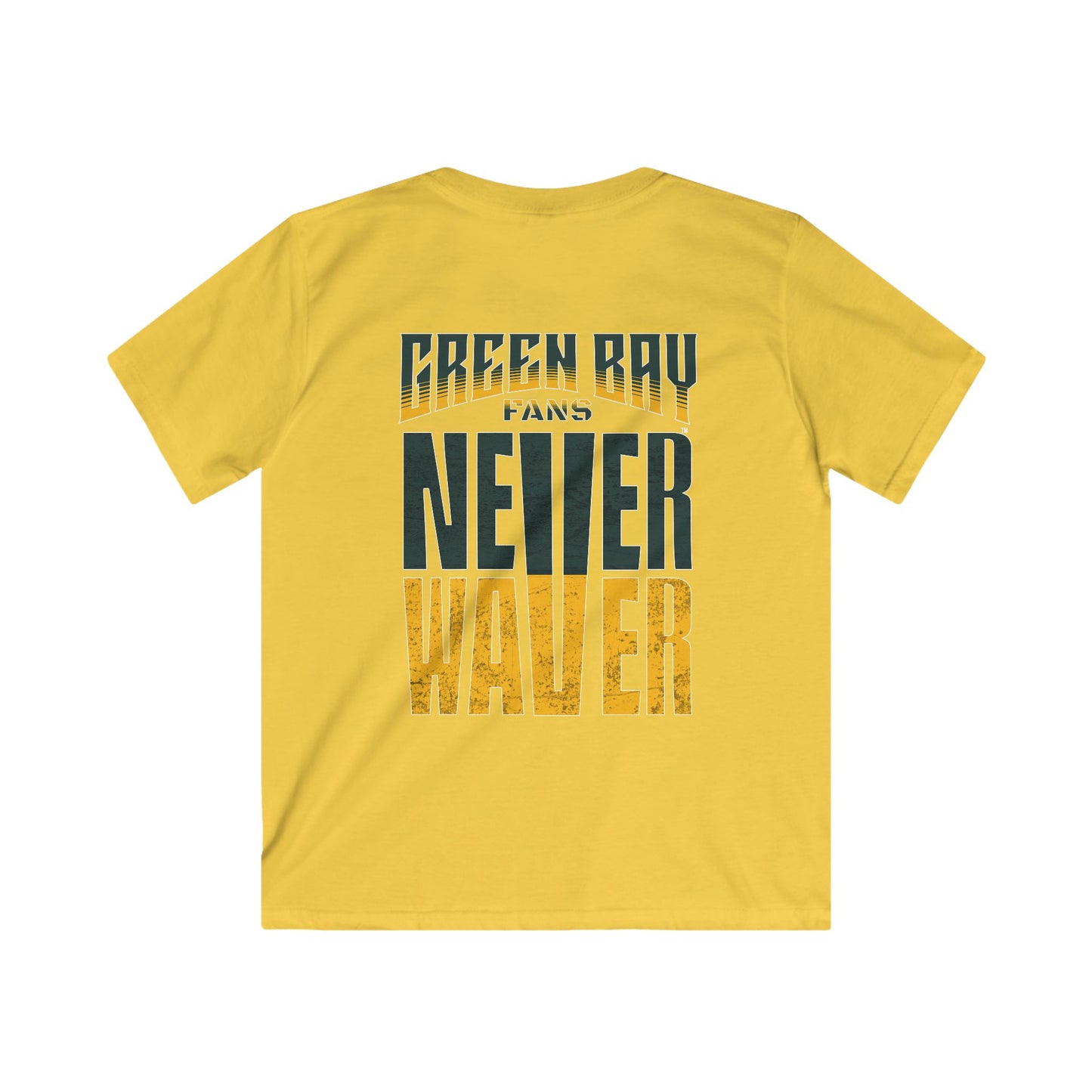 Green Bay Fans Never Waver Kids Softstyle Tee - Never Waver