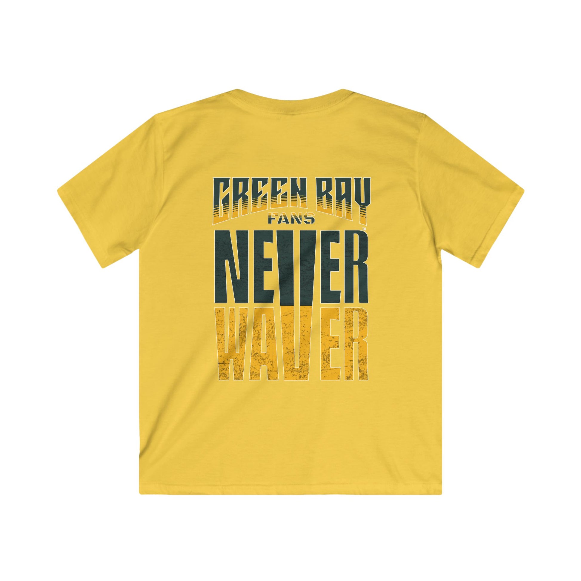 Green Bay Fans Never Waver Kids Softstyle Tee - Never Waver