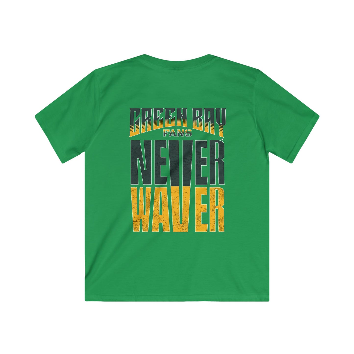 Green Bay Fans Never Waver Kids Softstyle Tee - Never Waver