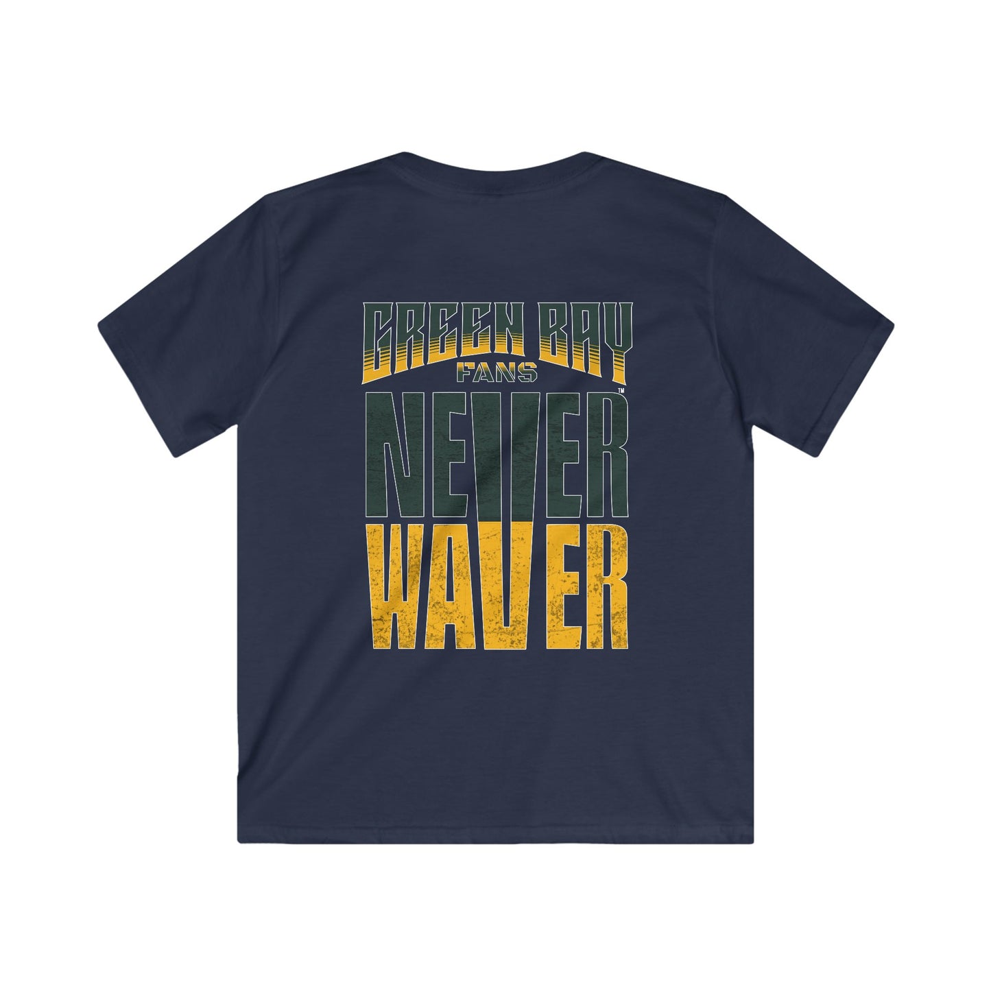 Green Bay Fans Never Waver Kids Softstyle Tee - Never Waver