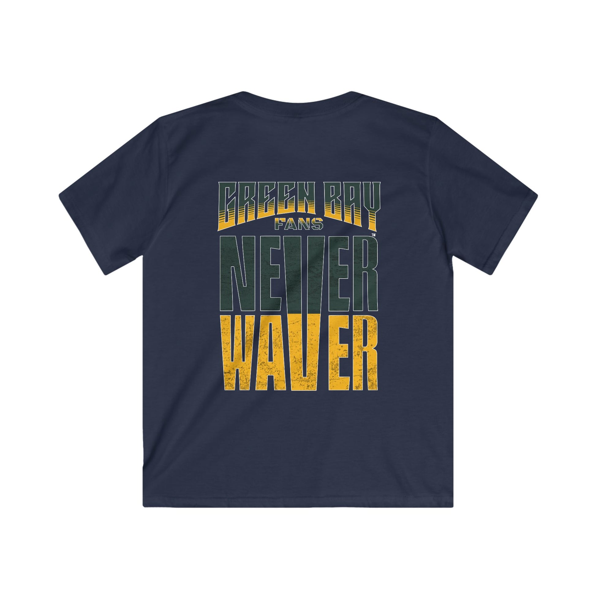 Green Bay Fans Never Waver Kids Softstyle Tee - Never Waver