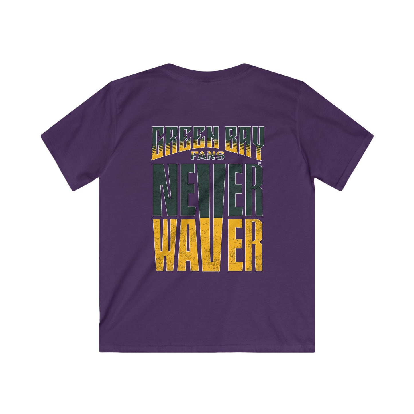 Green Bay Fans Never Waver Kids Softstyle Tee - Never Waver