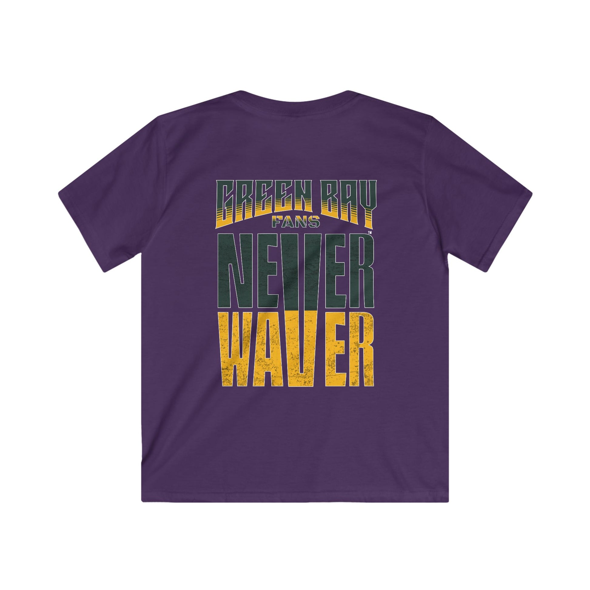 Green Bay Fans Never Waver Kids Softstyle Tee - Never Waver