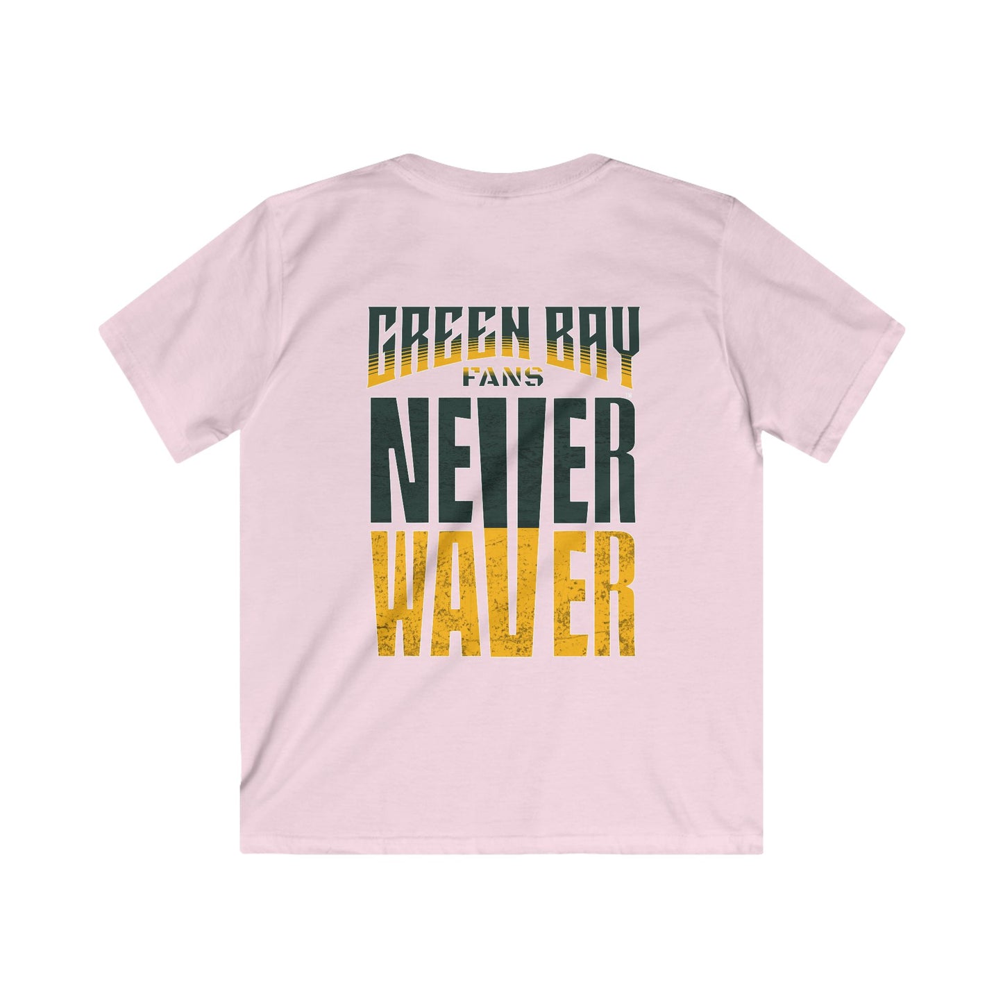 Green Bay Fans Never Waver Kids Softstyle Tee - Never Waver
