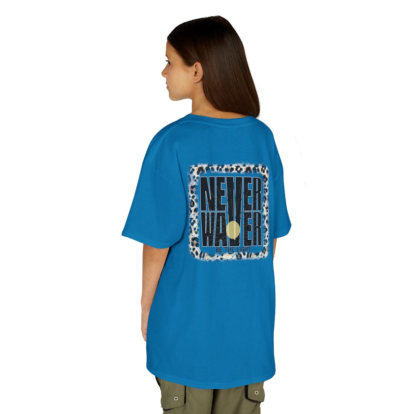 Kids Heavy Cotton™ Tee -NEVER WAVER Be The Light Design - Stylish, Comfortable Everyday Wear - Never Waver