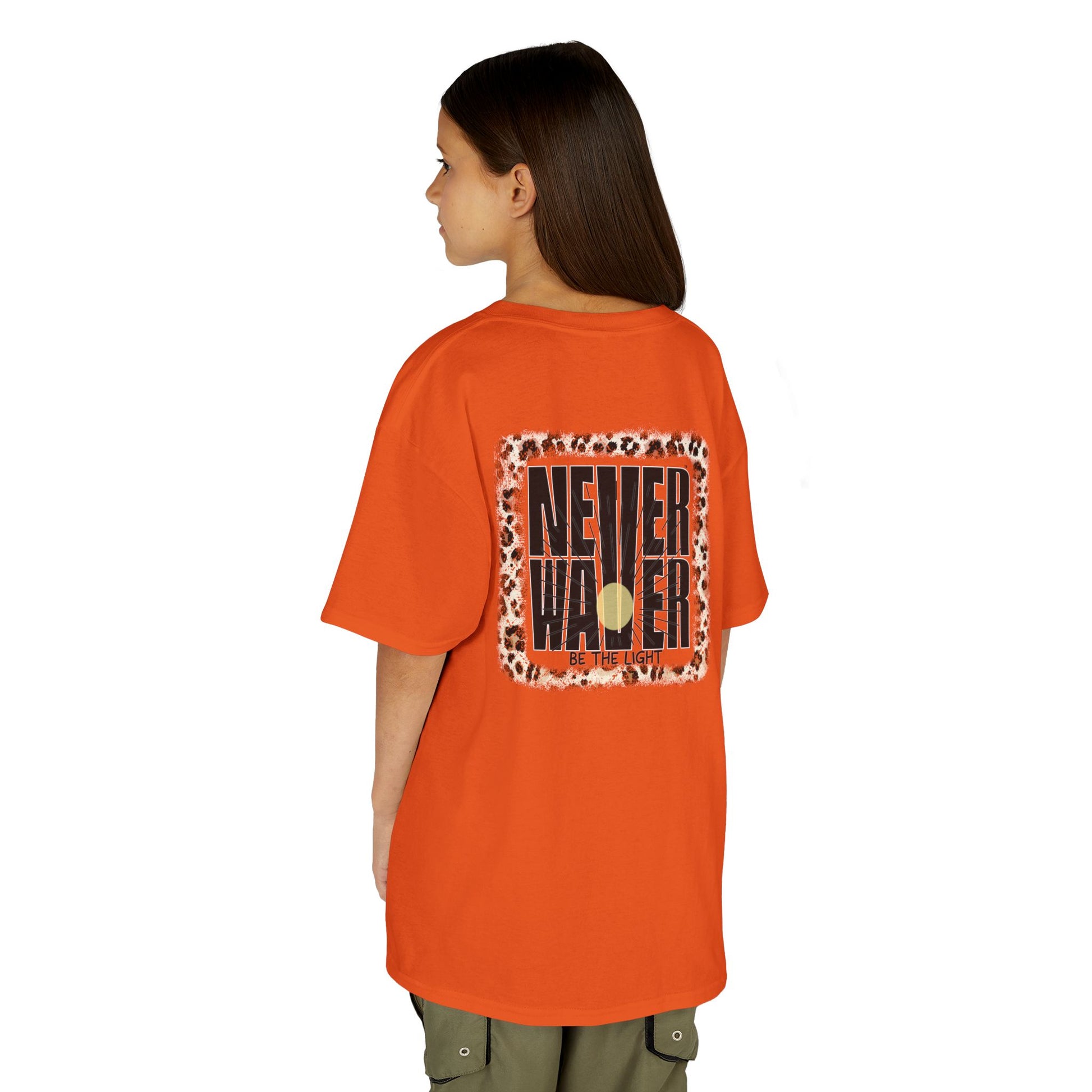 Kids Heavy Cotton™ Tee -NEVER WAVER Be The Light Design - Stylish, Comfortable Everyday Wear - Never Waver