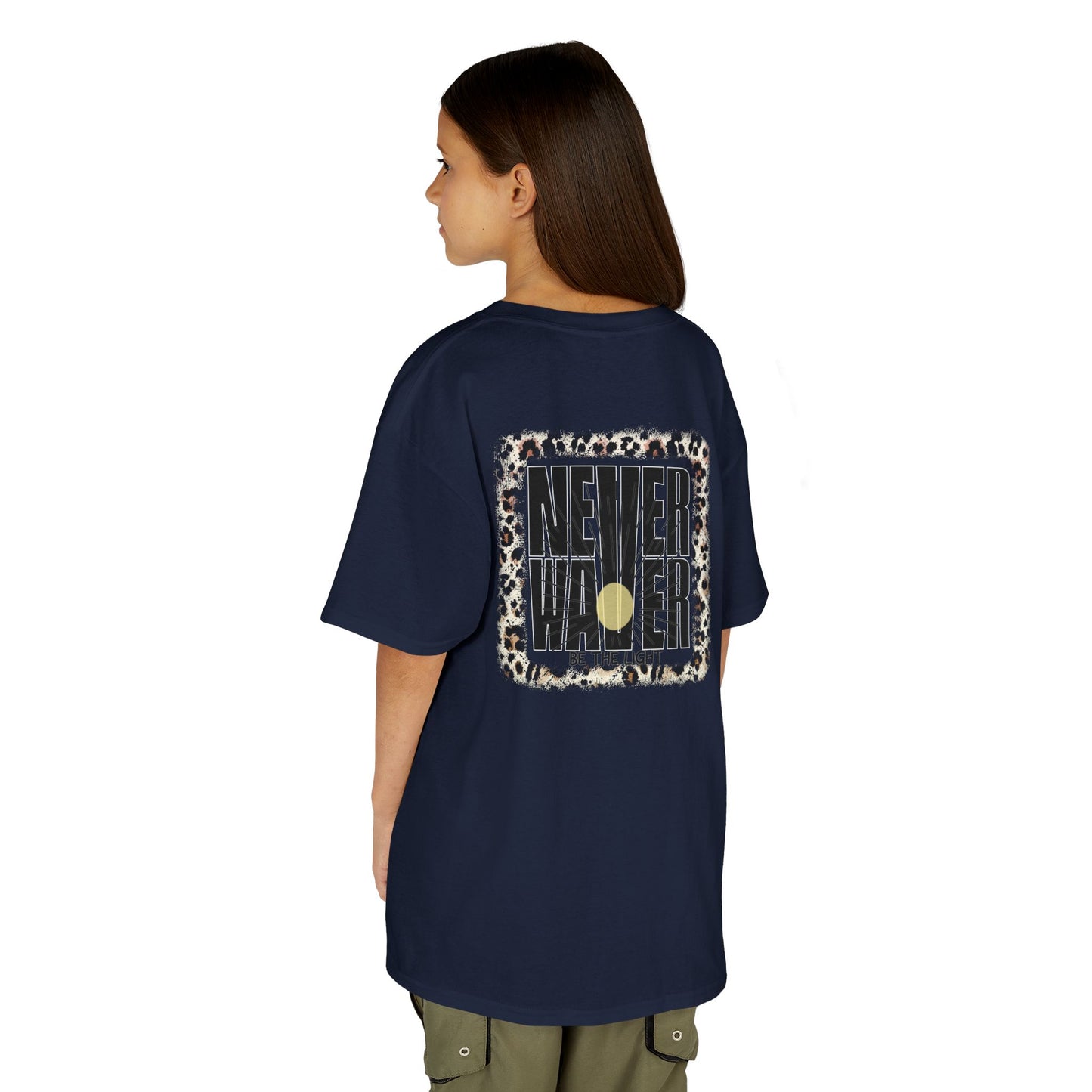 Kids Heavy Cotton™ Tee -NEVER WAVER Be The Light Design - Stylish, Comfortable Everyday Wear - Never Waver