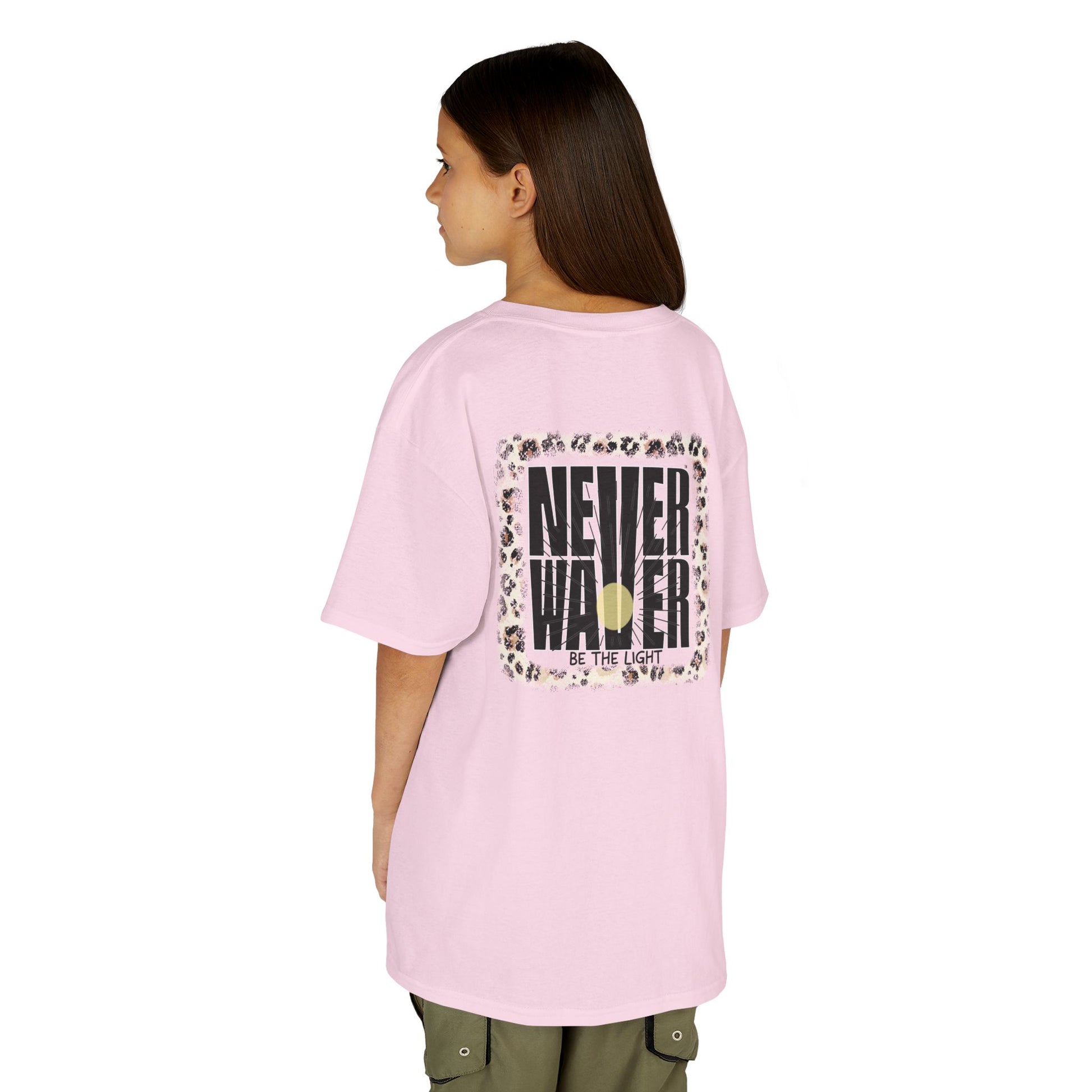 Kids Heavy Cotton™ Tee -NEVER WAVER Be The Light Design - Stylish, Comfortable Everyday Wear - Never Waver