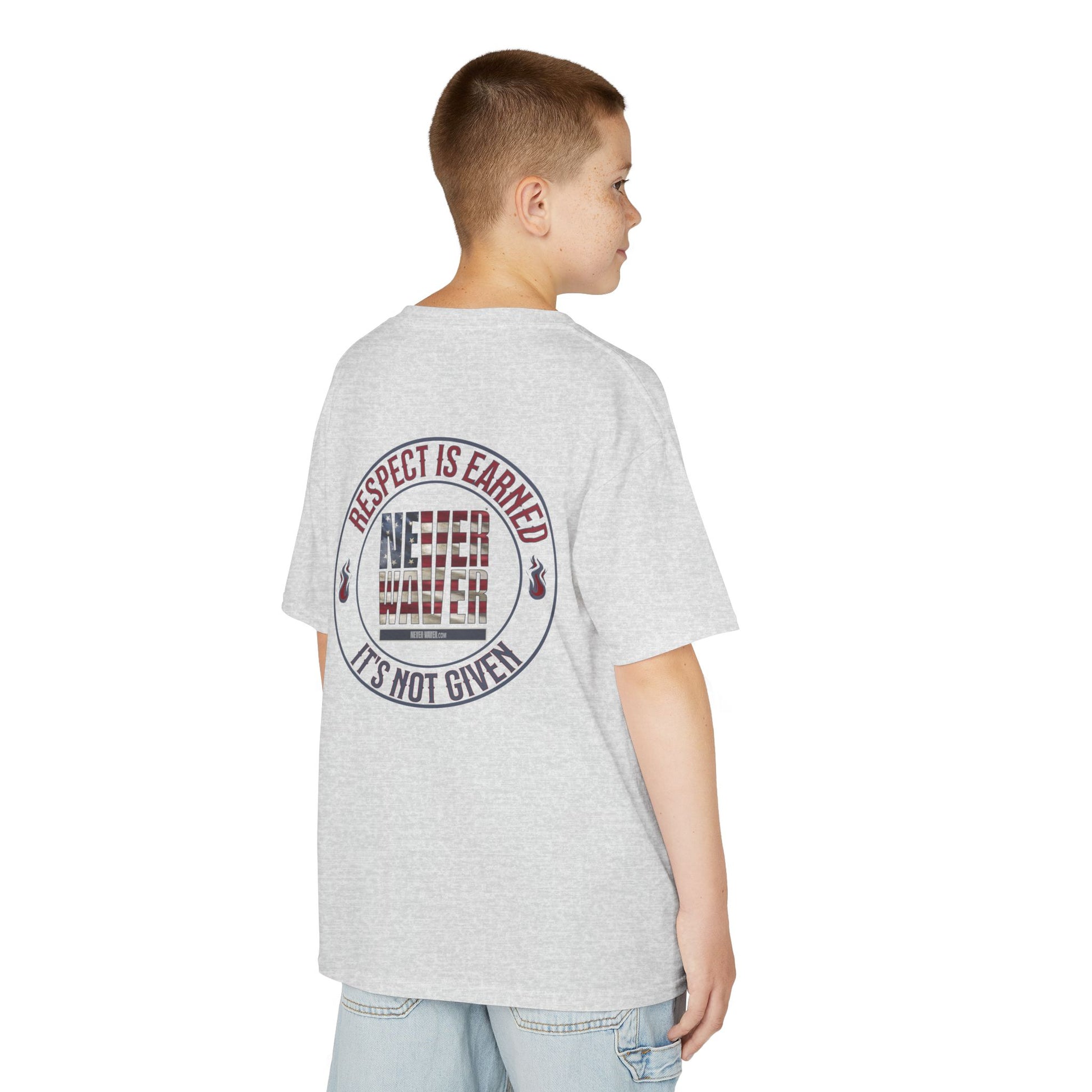 Kids Heavy Cotton™ Tee -Respect is Earned Never Waver It's Not Given - Stylish, Comfortable Everyday Wear - Never Waver