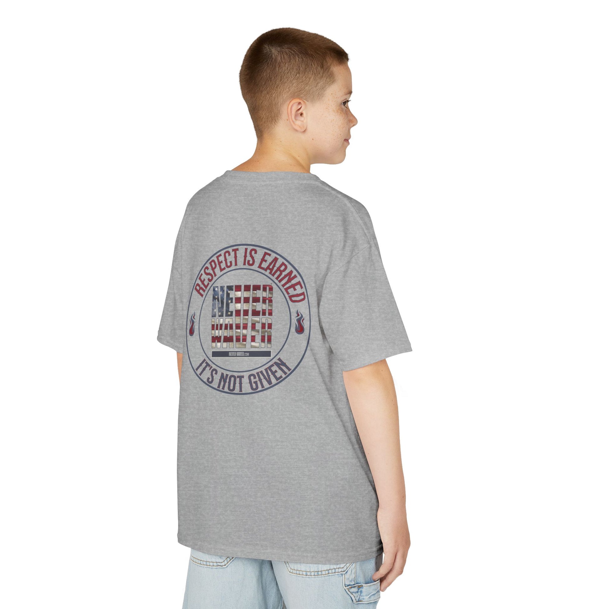 Kids Heavy Cotton™ Tee -Respect is Earned Never Waver It's Not Given - Stylish, Comfortable Everyday Wear - Never Waver
