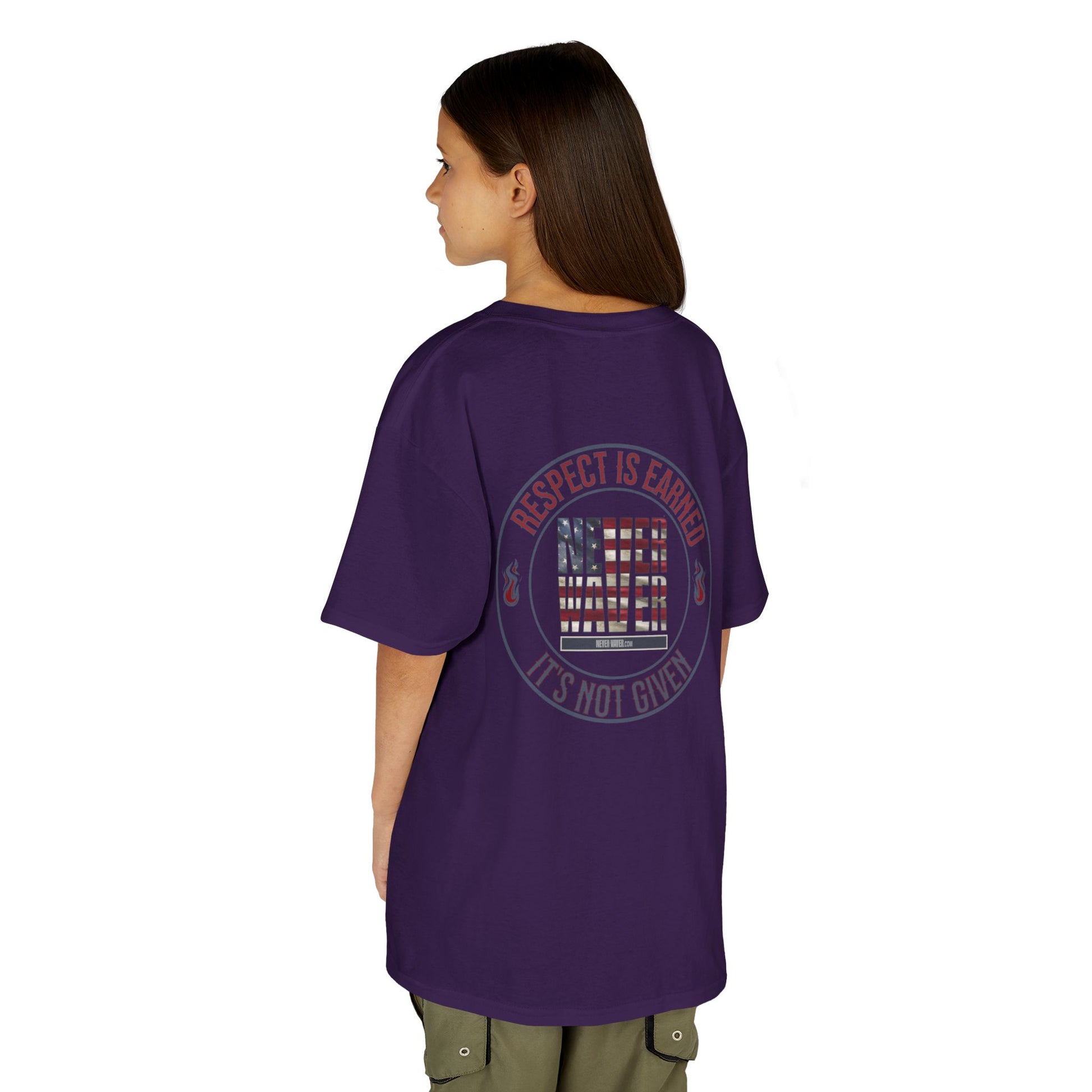 Kids Heavy Cotton™ Tee -Respect is Earned Never Waver It's Not Given - Stylish, Comfortable Everyday Wear - Never Waver