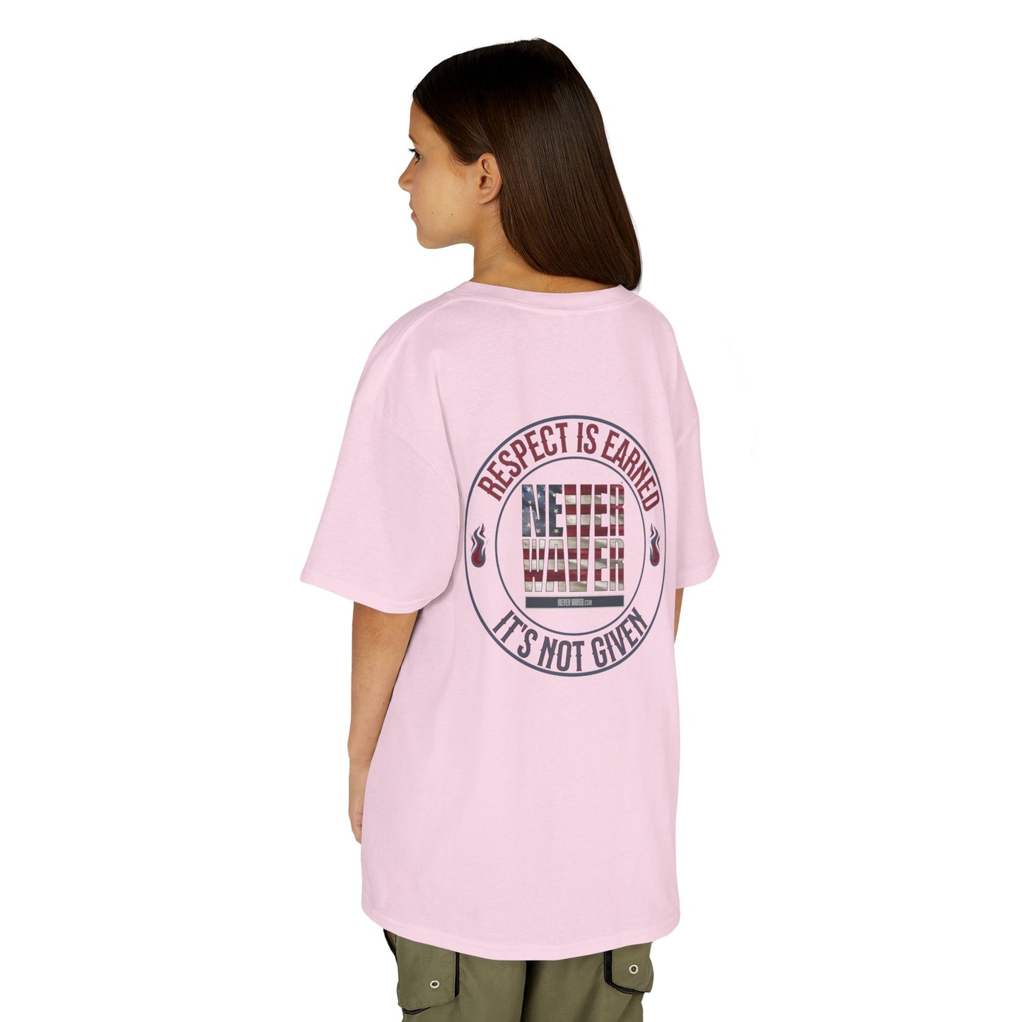 Kids Heavy Cotton™ Tee -Respect is Earned Never Waver It's Not Given - Stylish, Comfortable Everyday Wear - Never Waver