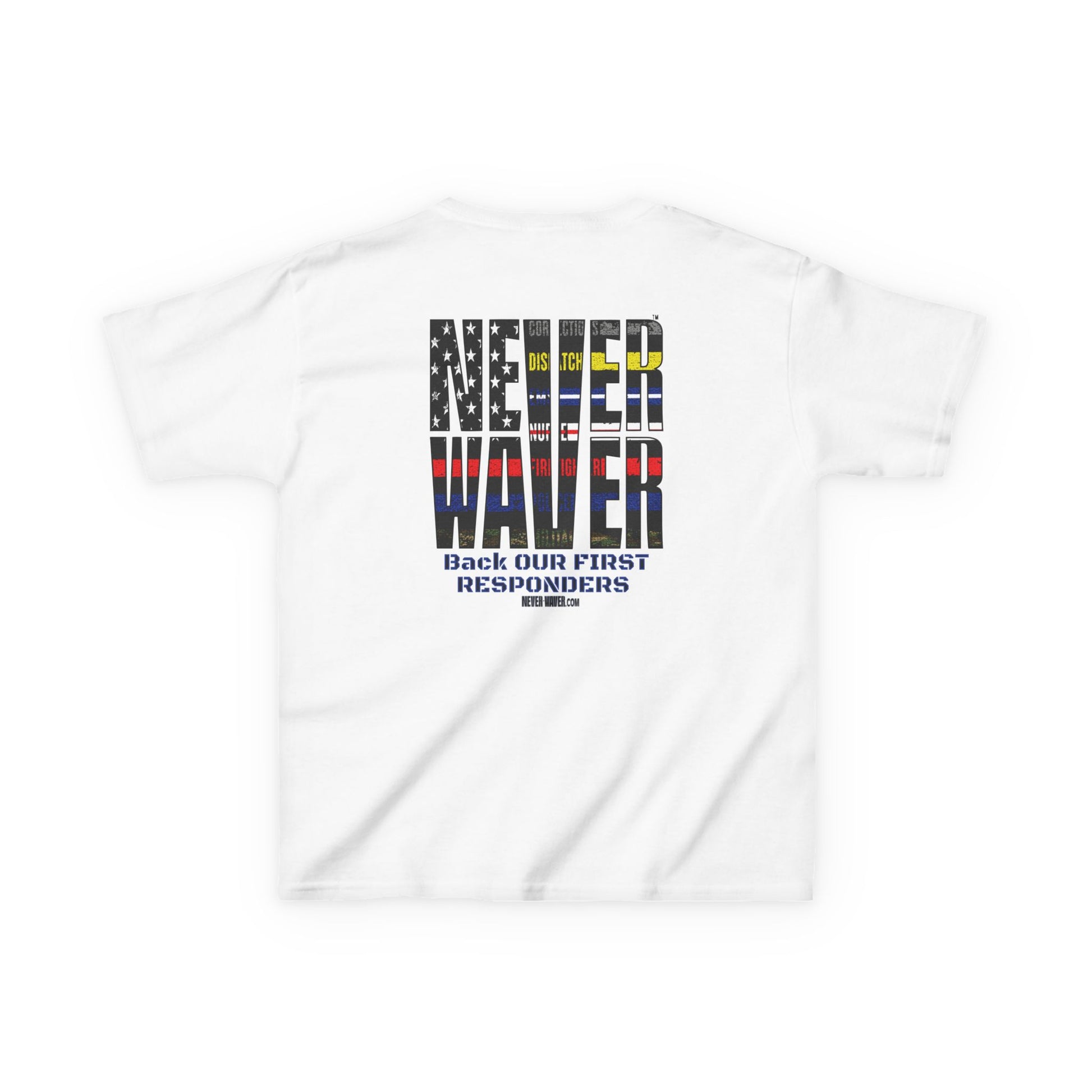 Never Waver Always Back Our First Responders  Kids Heavy Cotton™ Tee - Never Waver
