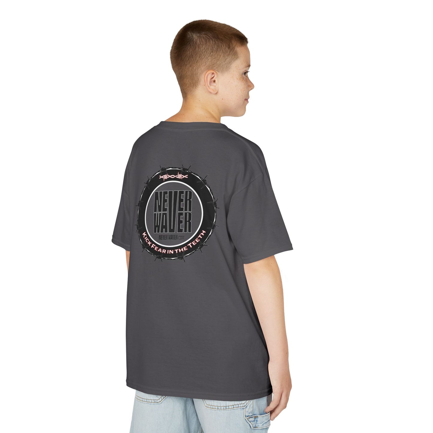 NEVER WAVER KICK FEAR IN THE TEETH Kids Heavy Cotton™ Tee - Never Waver