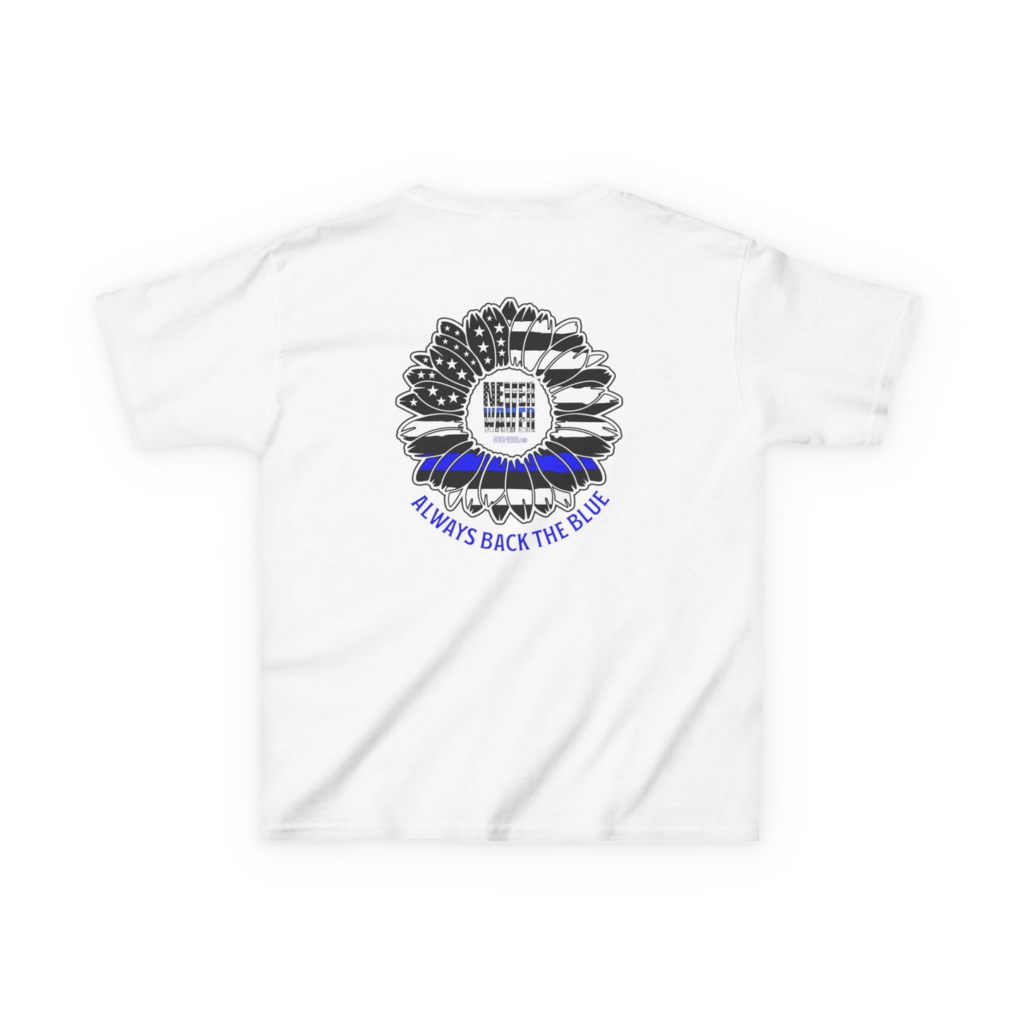 True Americans Never Waver They Always Back The Blue   Kids Heavy Cotton™ Tee - Never Waver